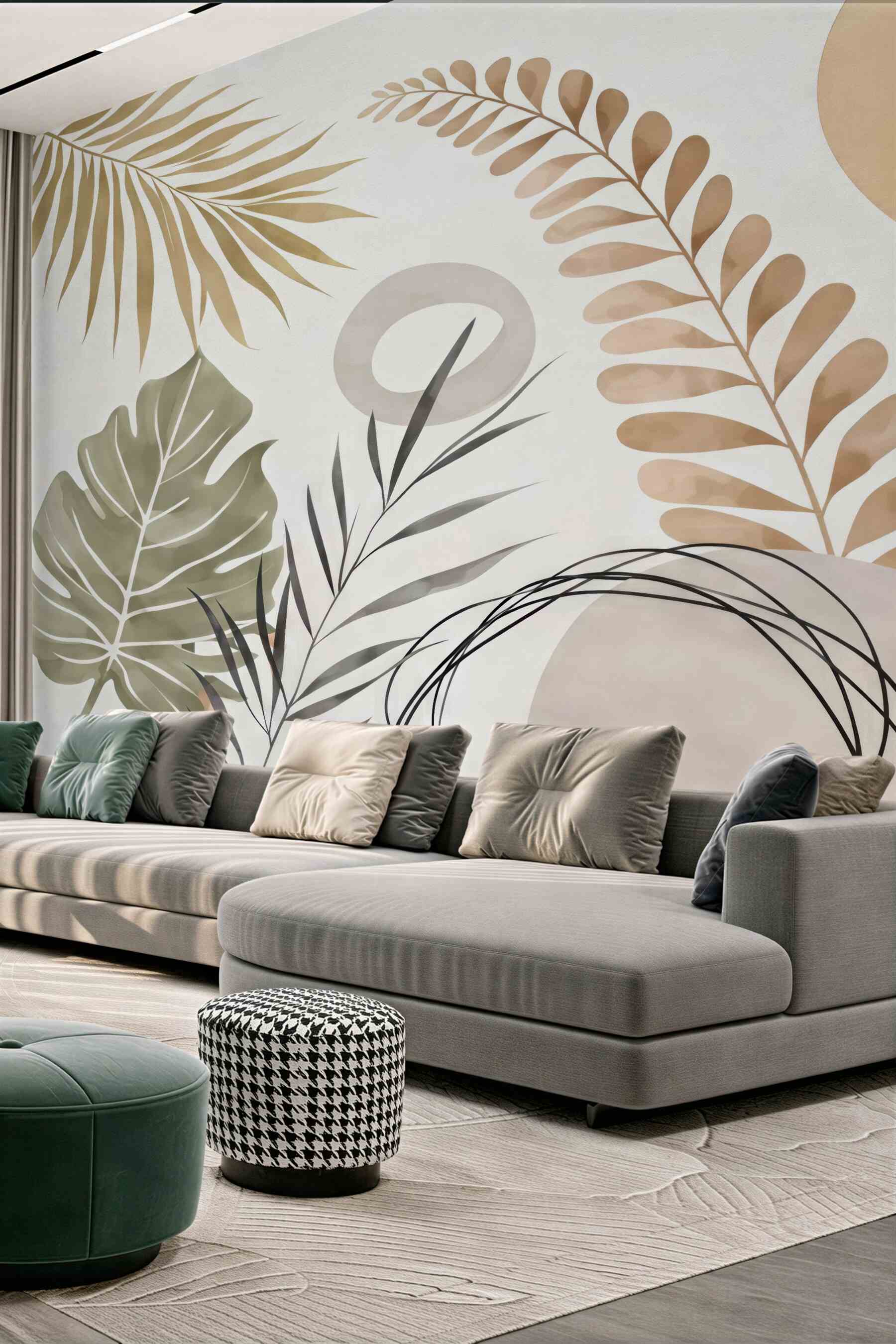 Fototapeta abstrakcyjna harmonia liści beige noir