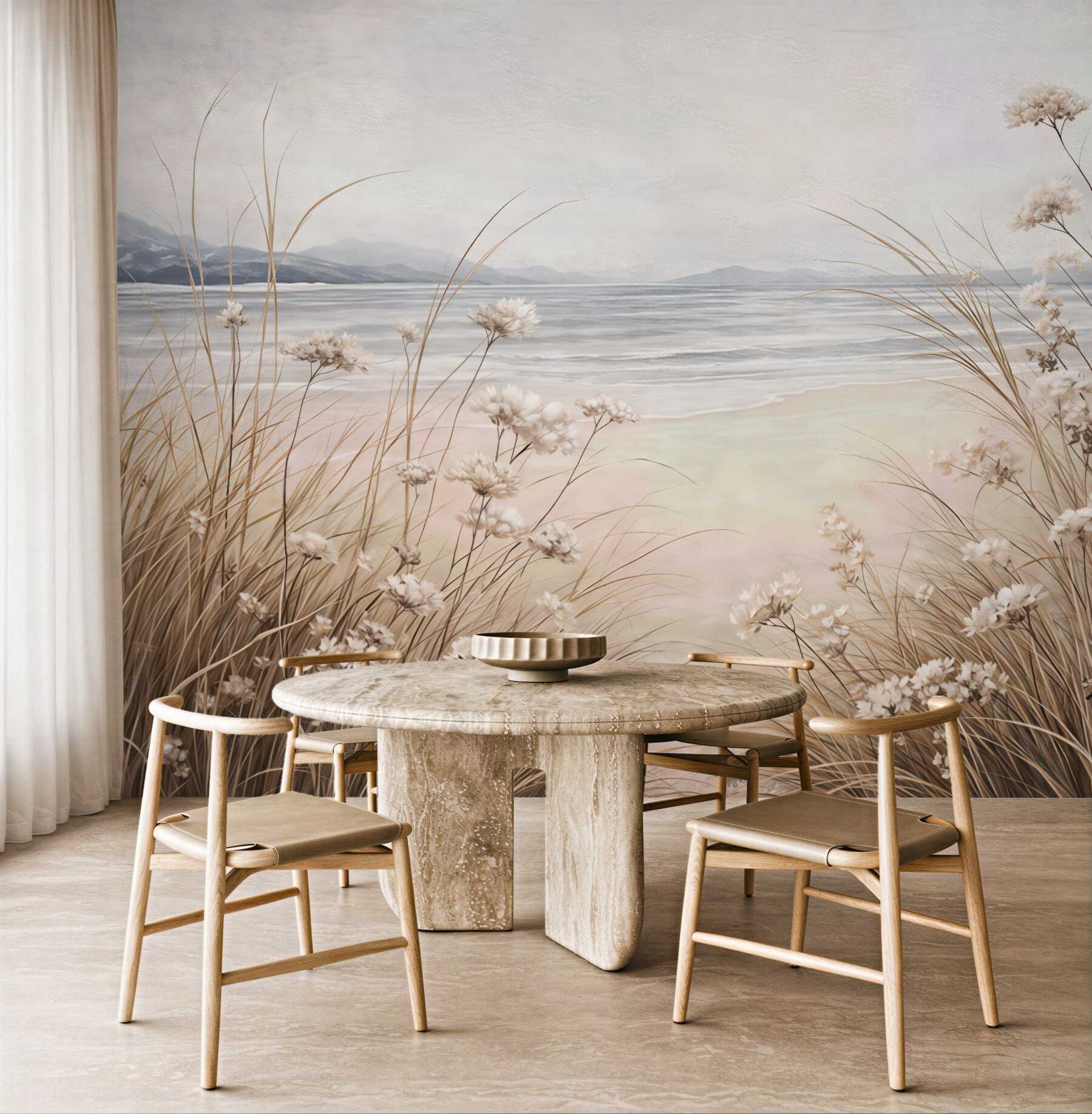 Fototapeta pastelowy brzeg w trawach