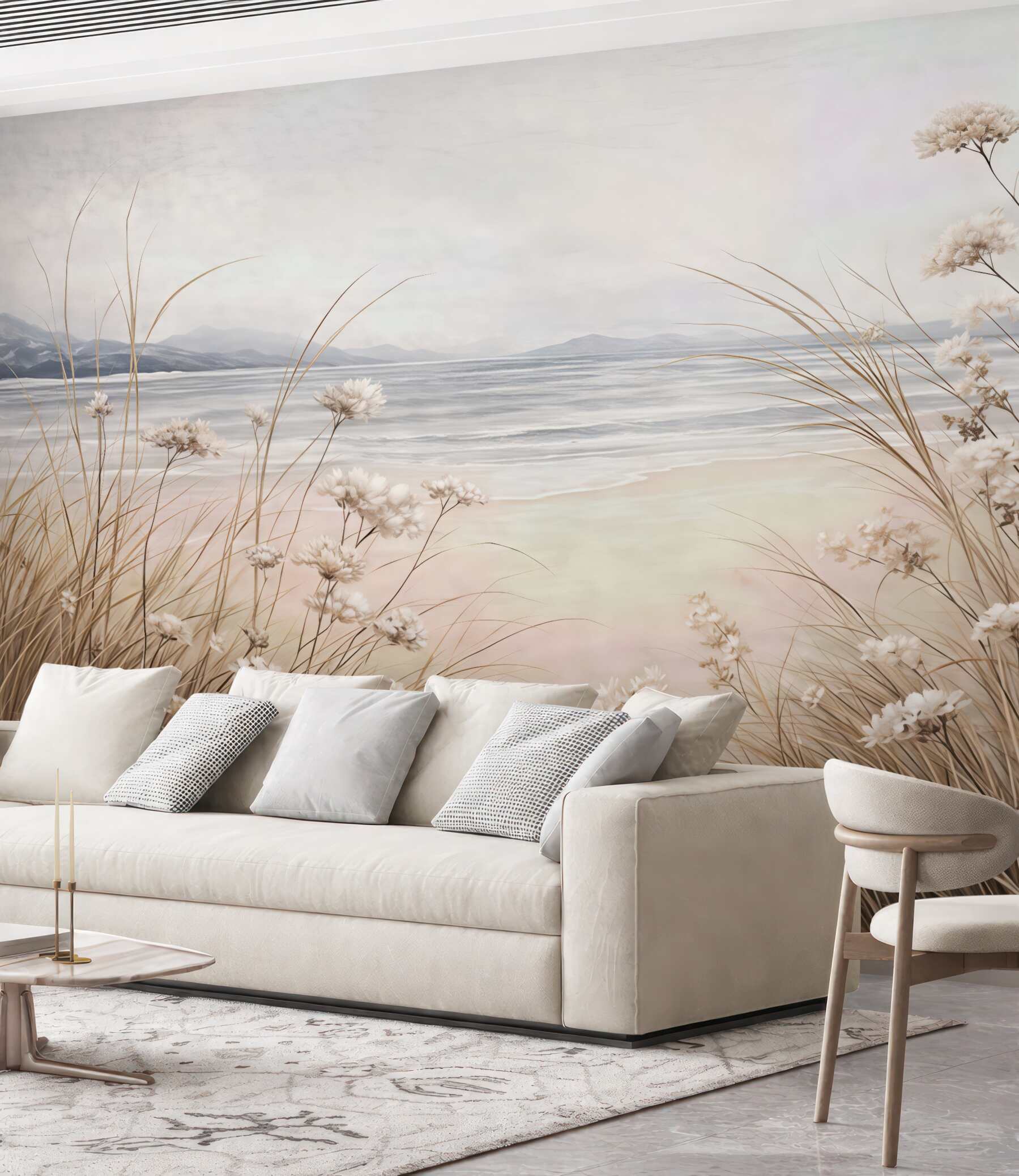 Fototapeta pastelowy brzeg w trawach