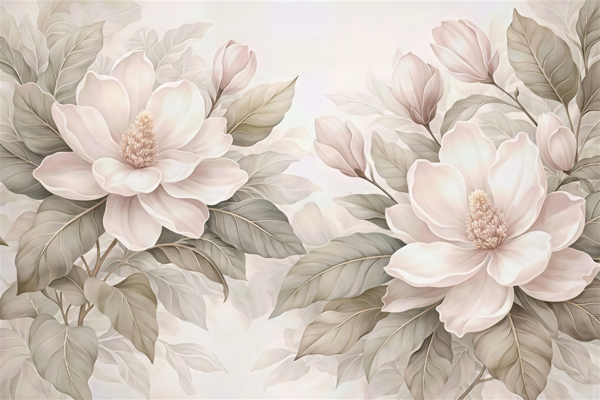 Fototapeta pudrowe magnolie w beżu
