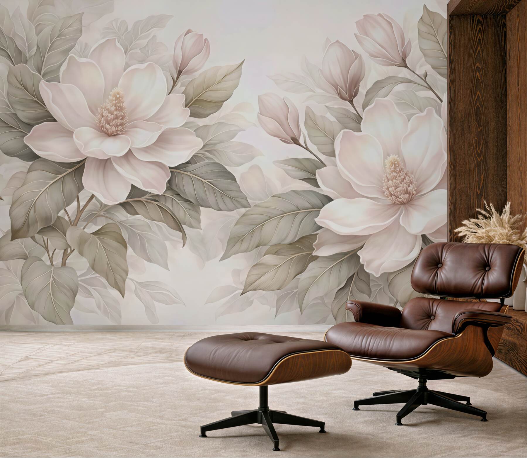 Fototapeta pudrowe magnolie w beżu