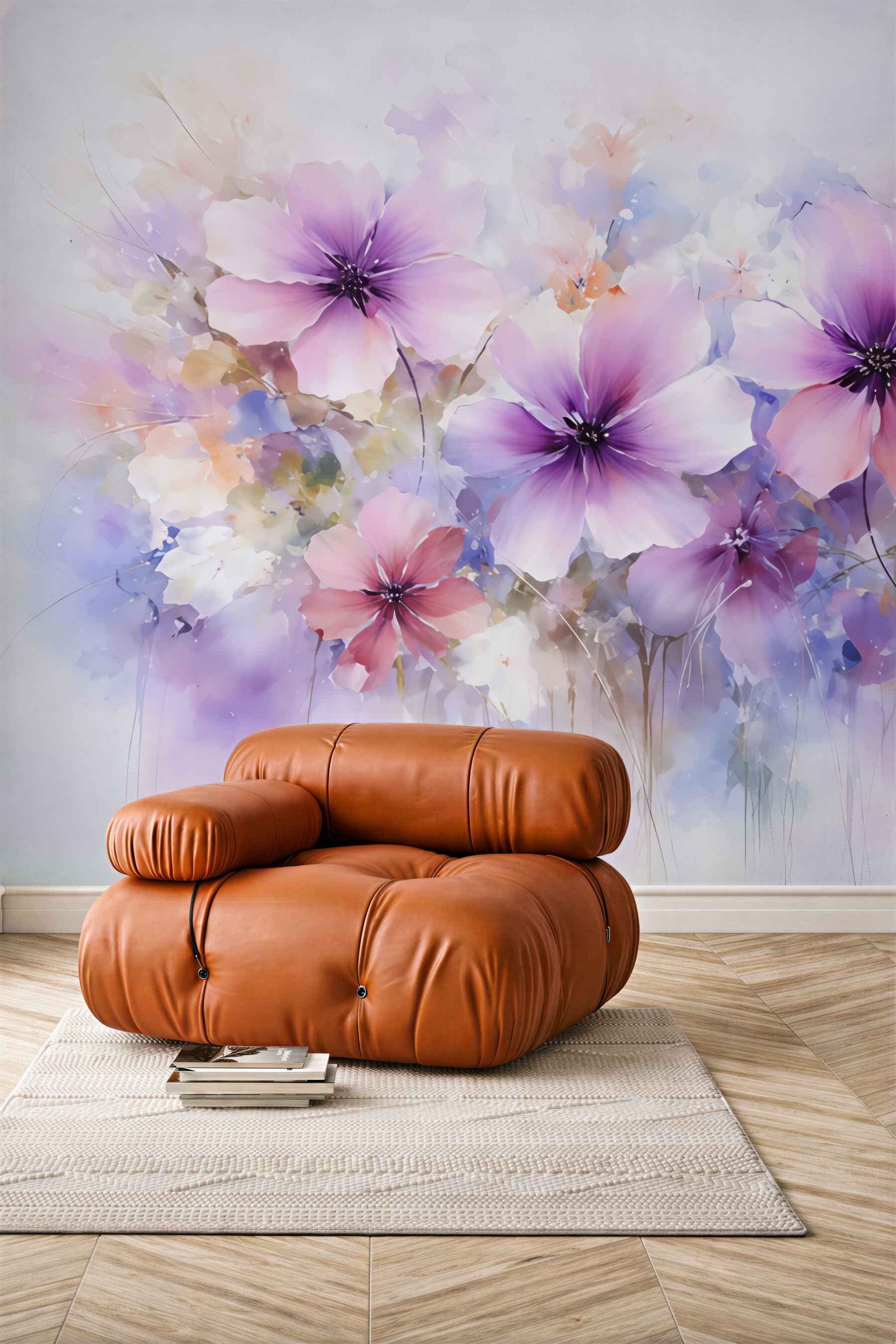 Fototapeta akwarelne kwiaty w pastelach
