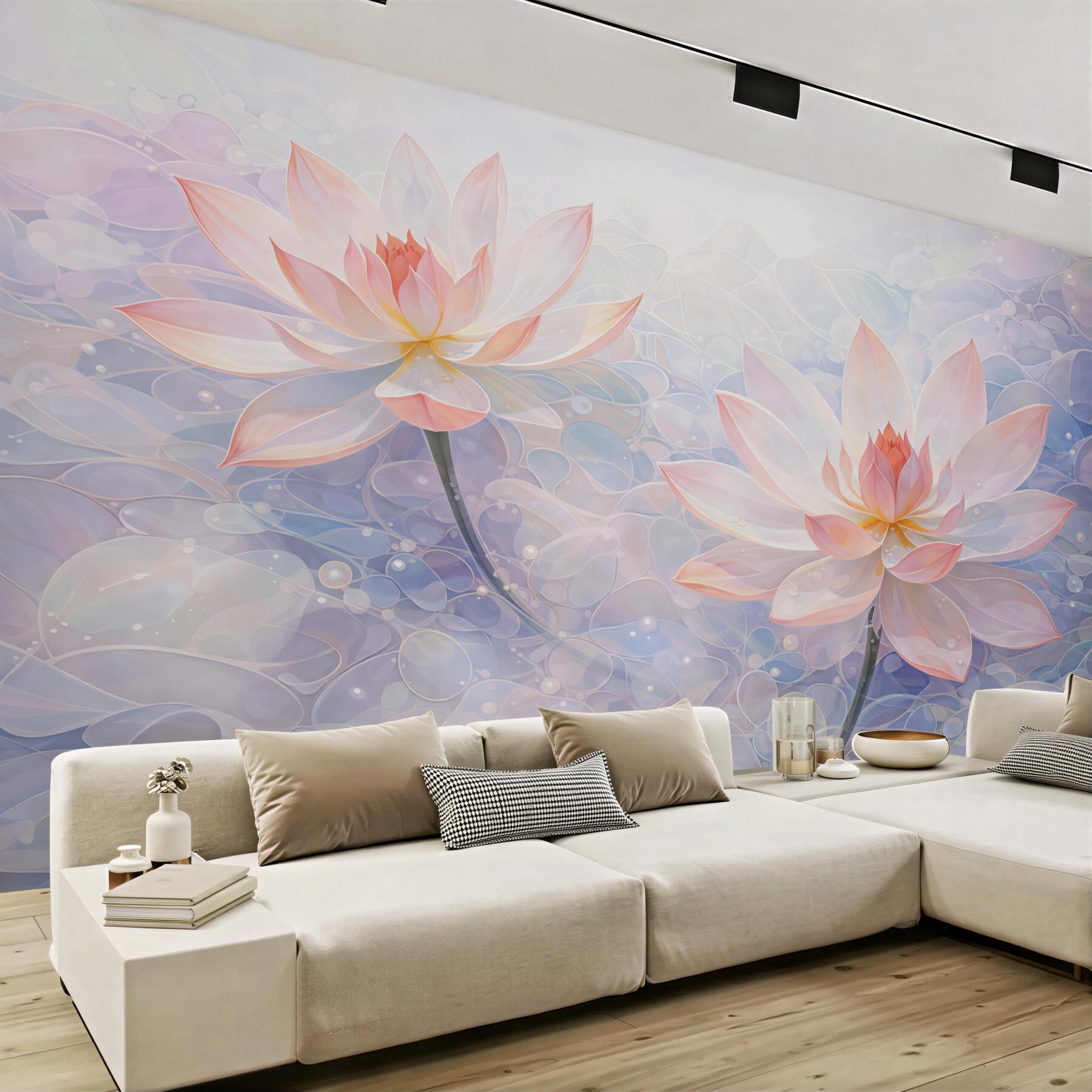 Fototapeta pastelowe nenufary we mgle