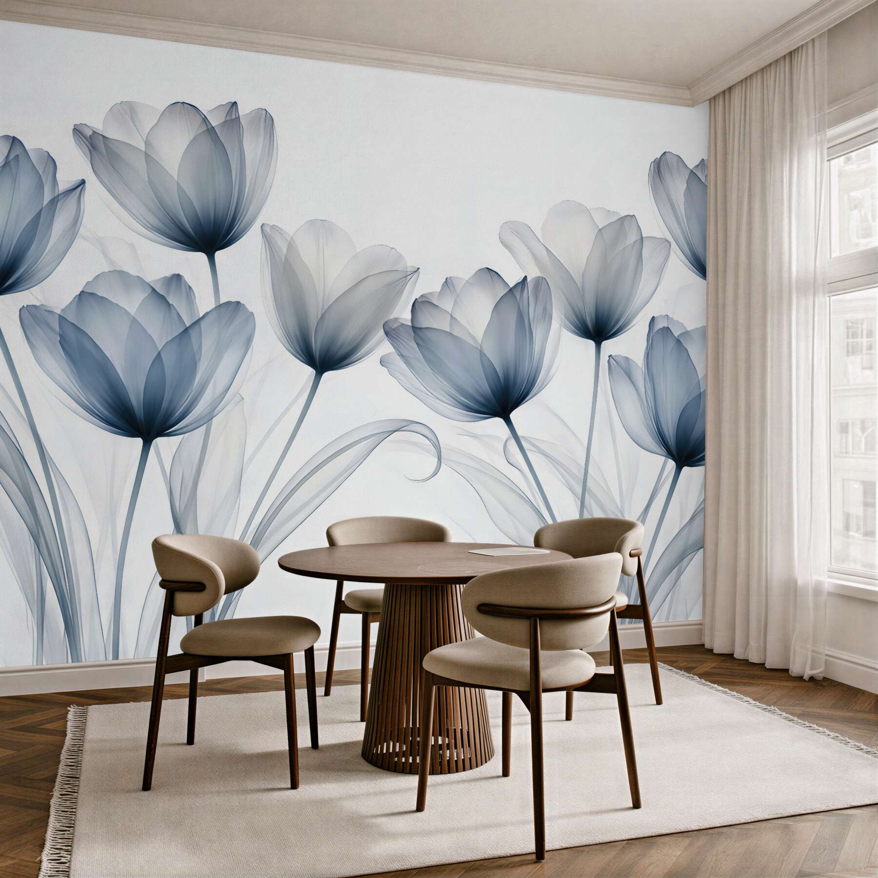 Fototapeta błękitne tulipany we mgle