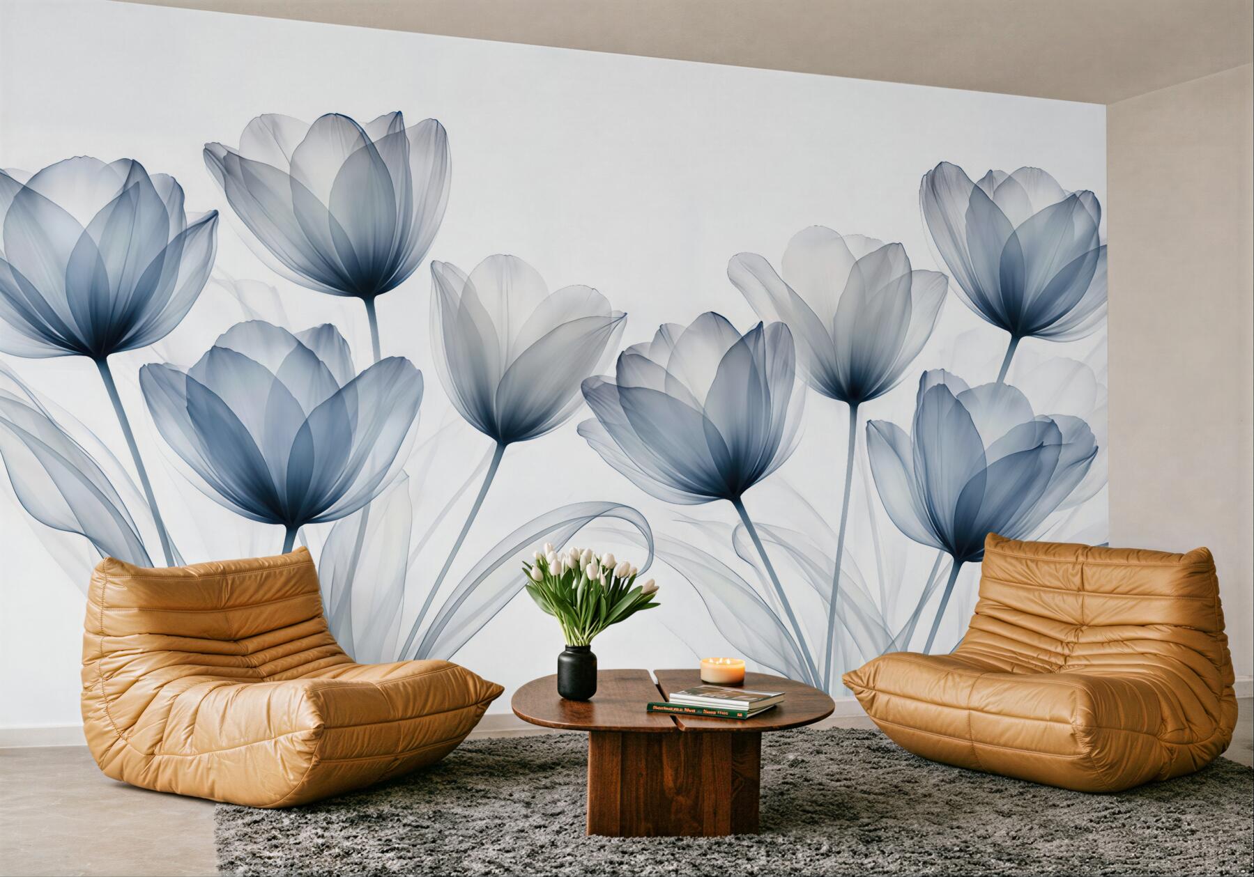 Fototapeta błękitne tulipany we mgle
