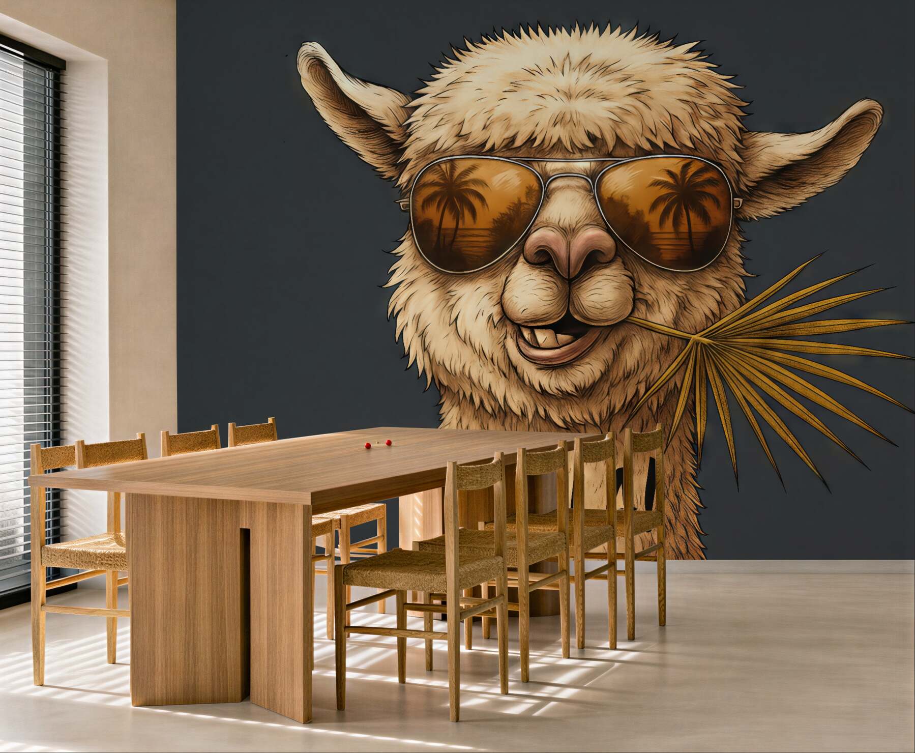 Fototapeta llama hola w tropikalnym stylu