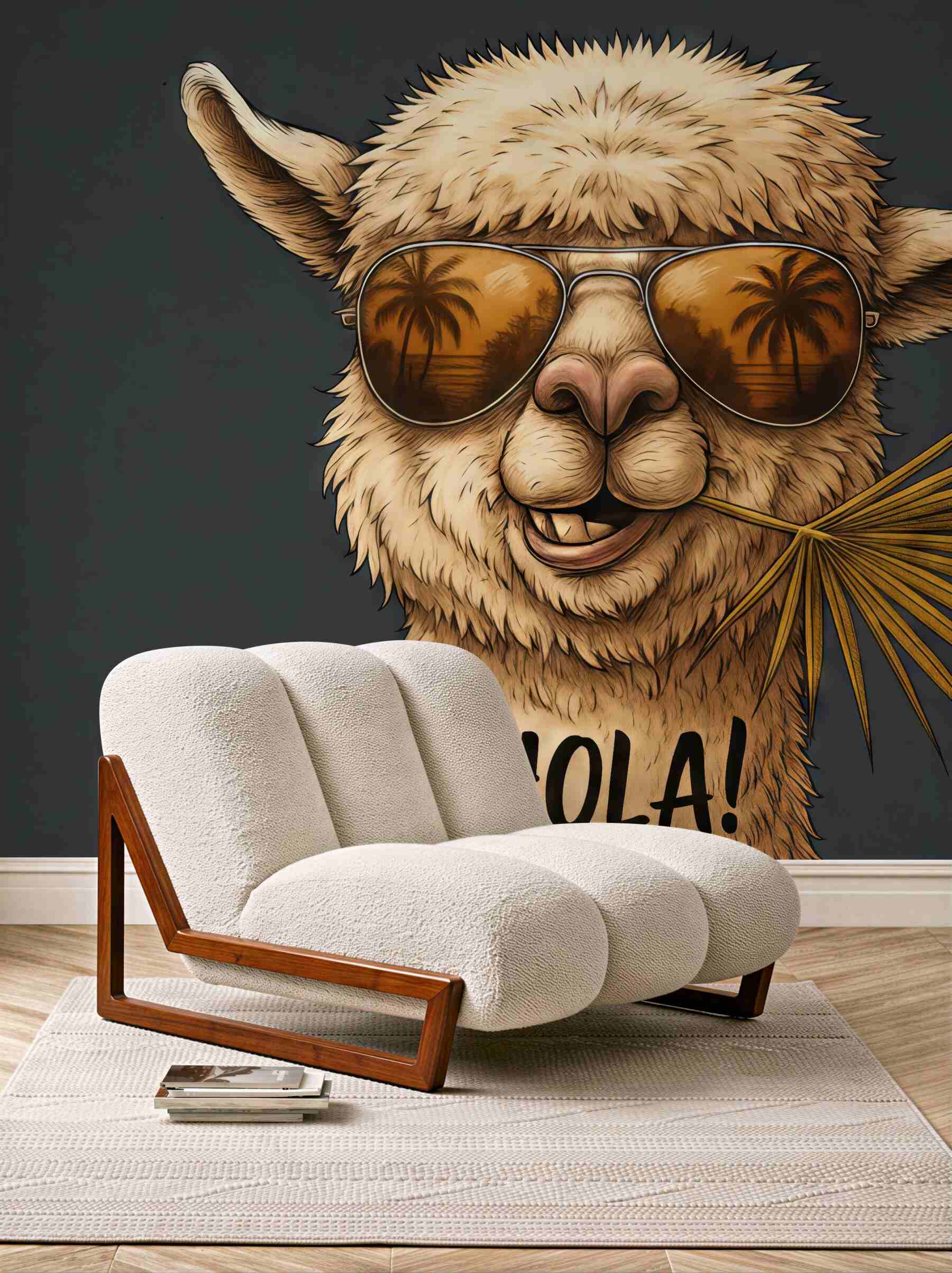 Fototapeta llama hola w tropikalnym stylu