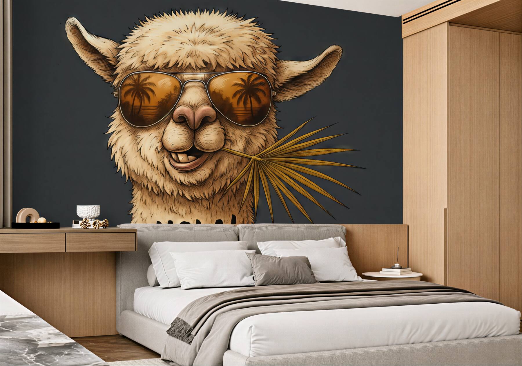 Fototapeta llama hola w tropikalnym stylu