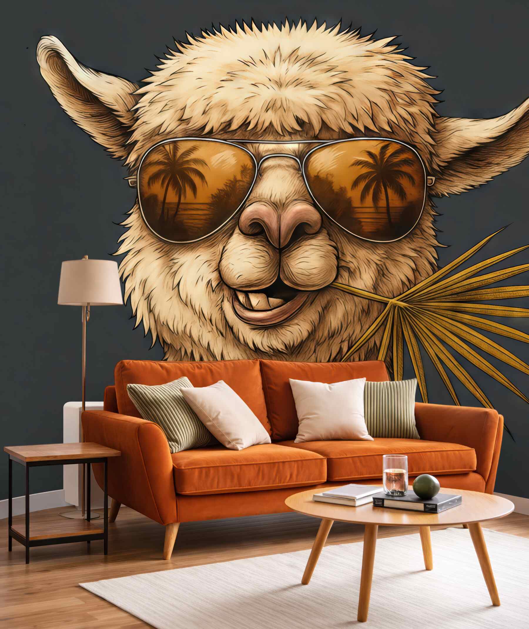 Fototapeta llama hola w tropikalnym stylu