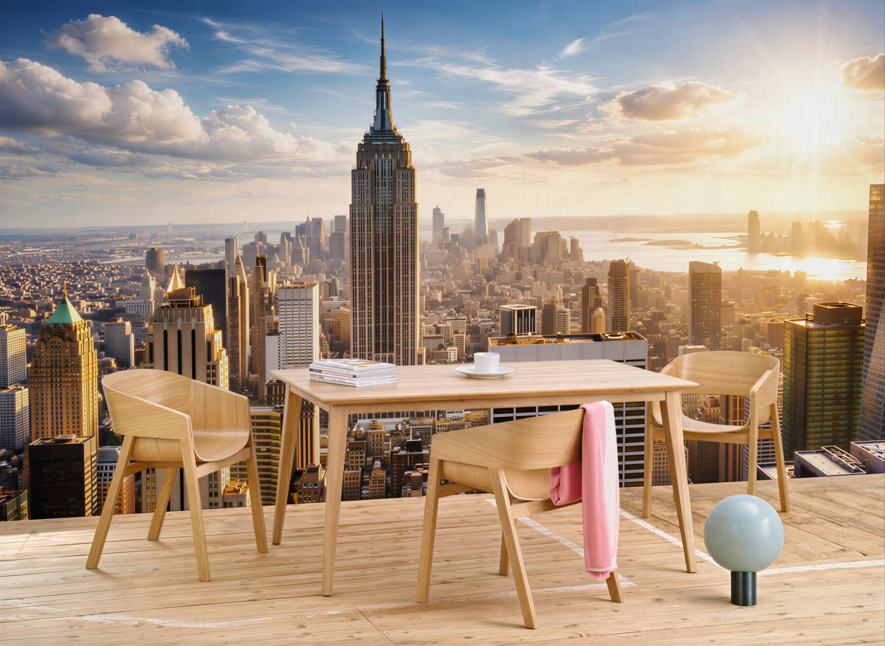 Fototapeta Nowy Jork panorama z Empire State Building w promieniach słońca