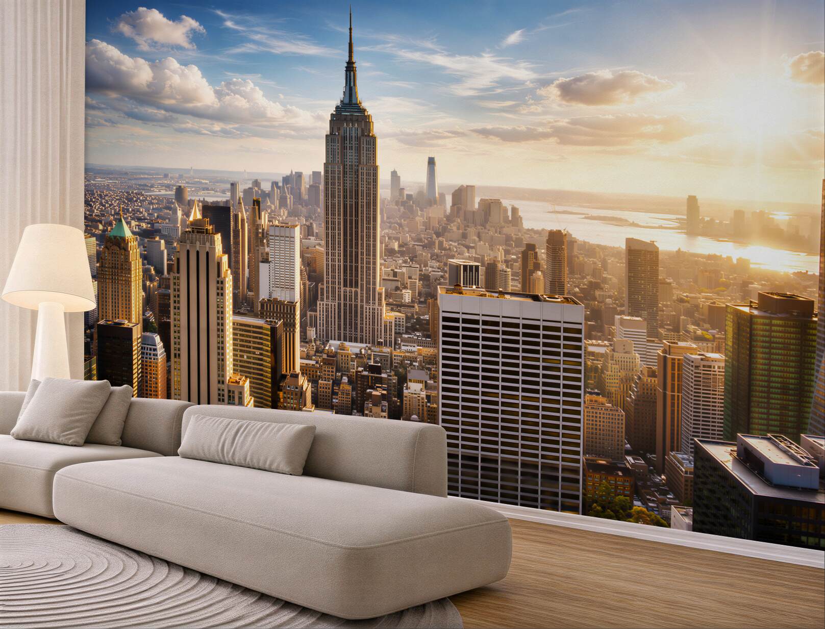 Fototapeta Nowy Jork panorama z Empire State Building w promieniach słońca