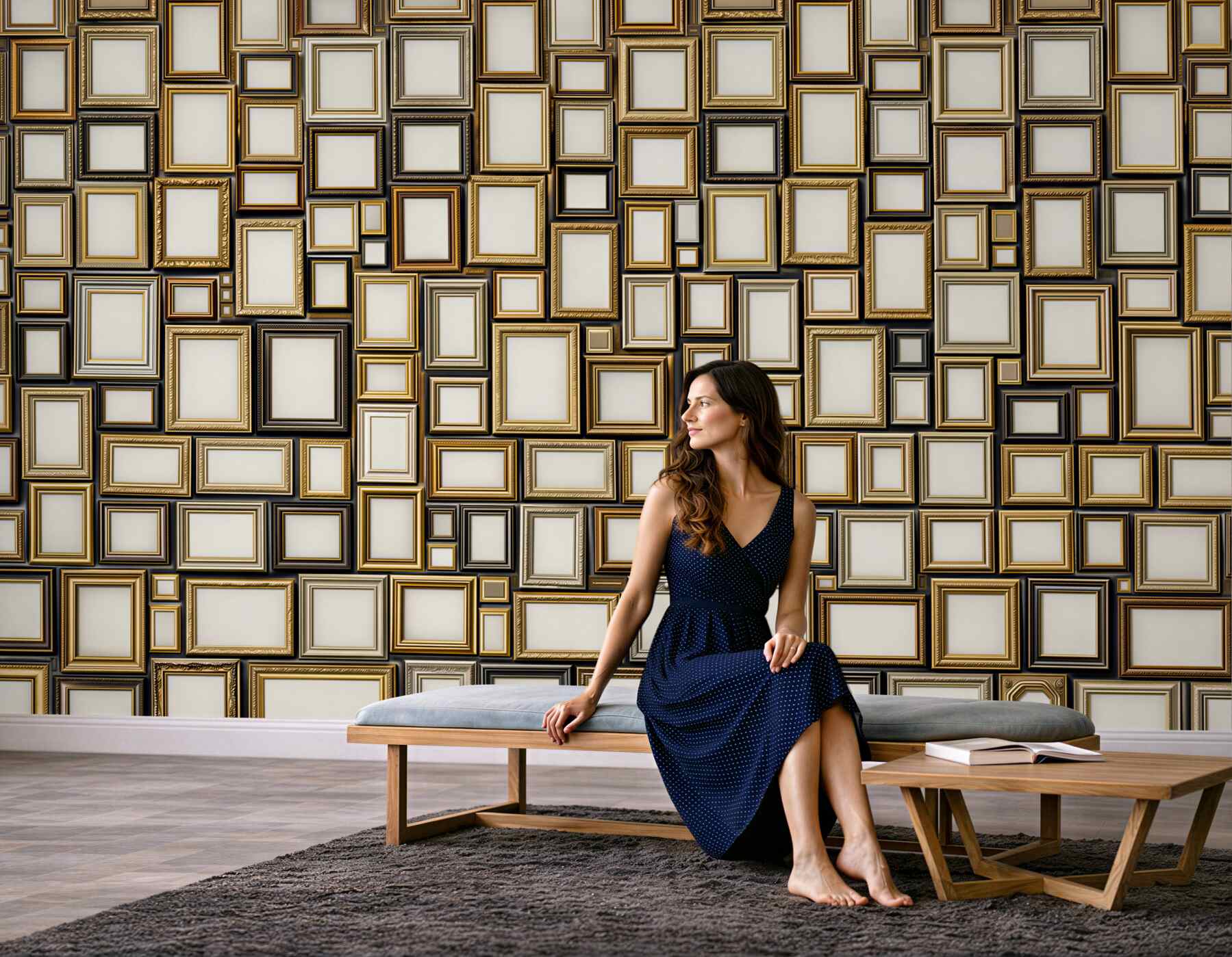 Fototapeta złote ramki geometryczne eleganckie na jasnym tle