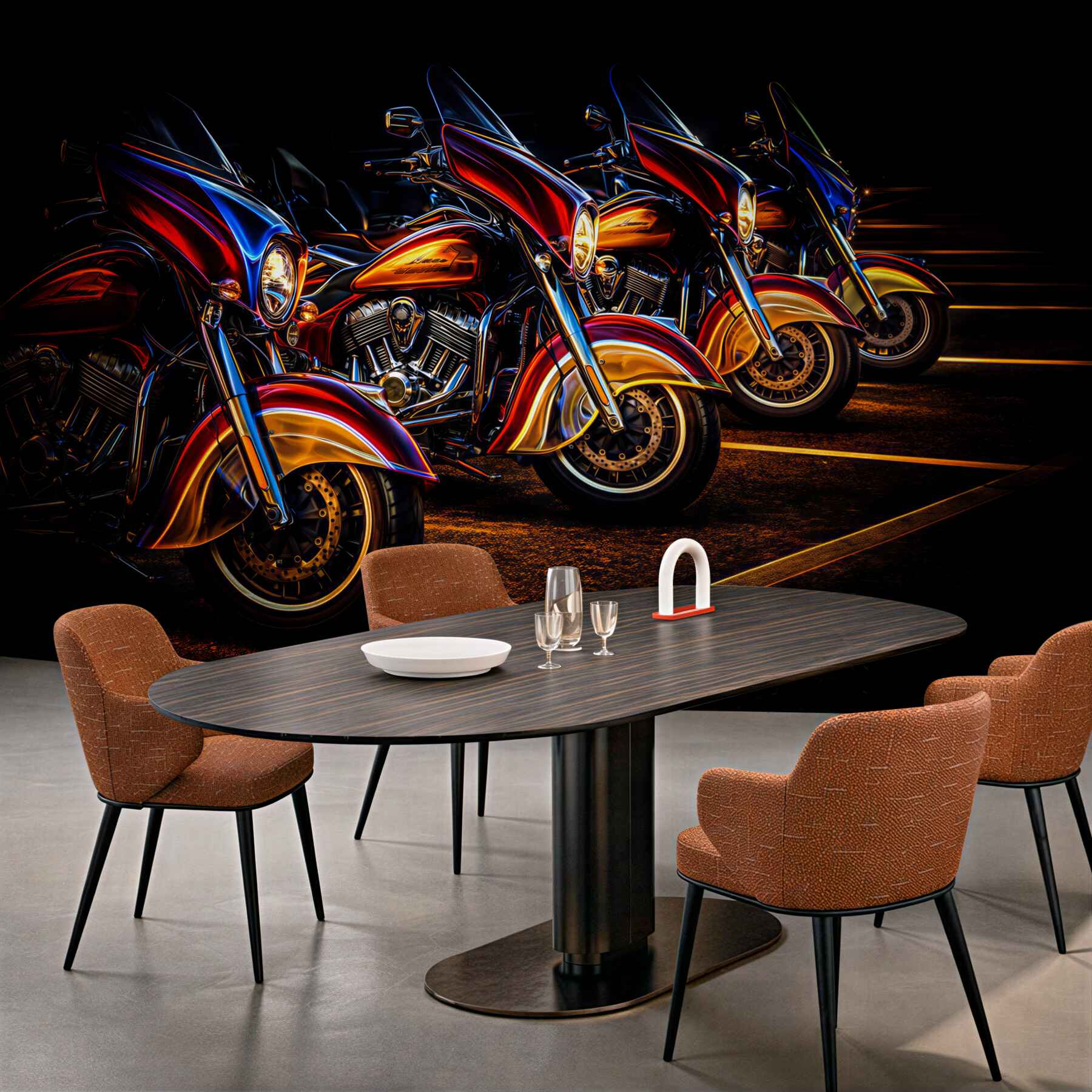 Fototapeta motocykle nocą w neonowym świetle do męskiego wnętrza