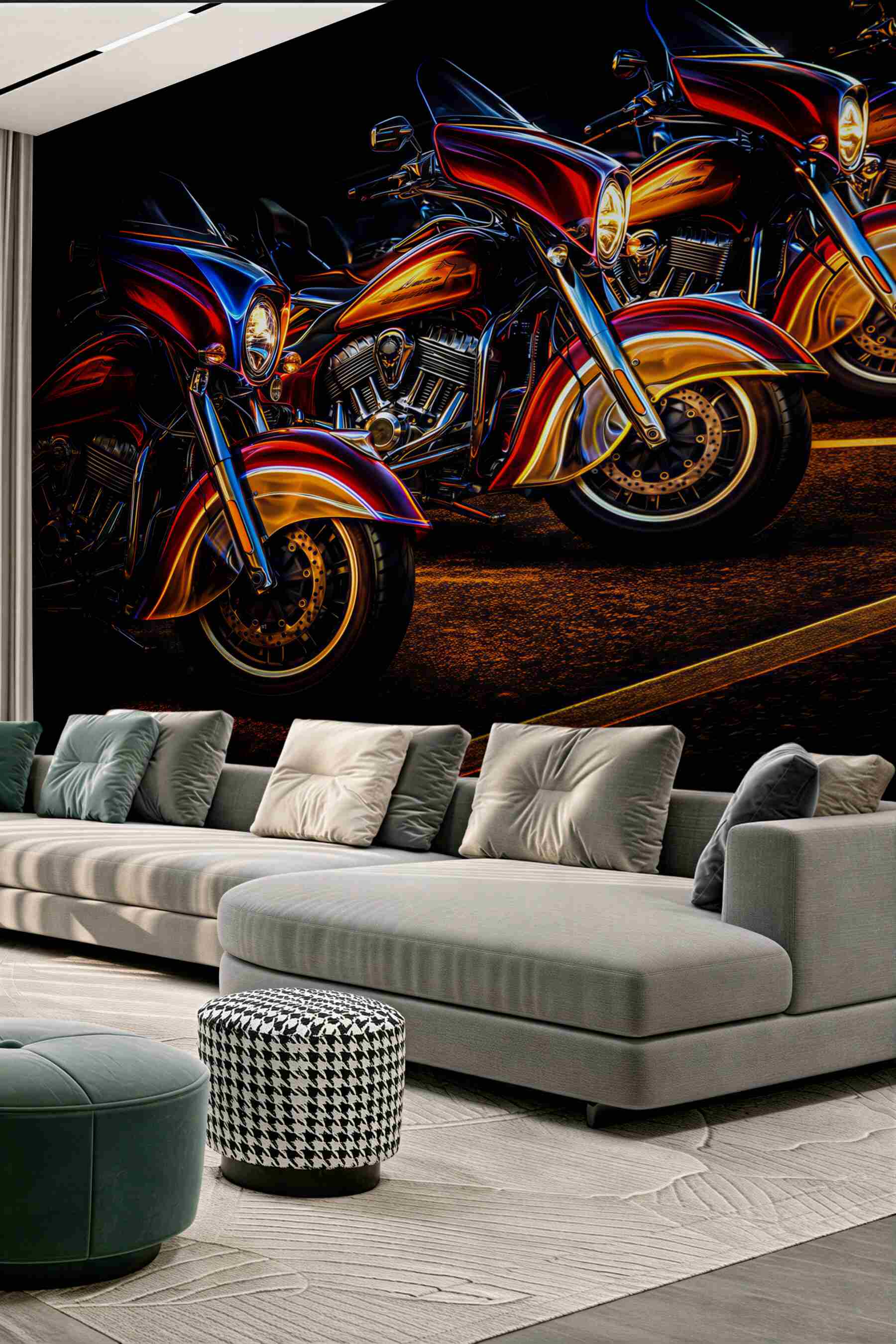 Fototapeta motocykle nocą w neonowym świetle do męskiego wnętrza