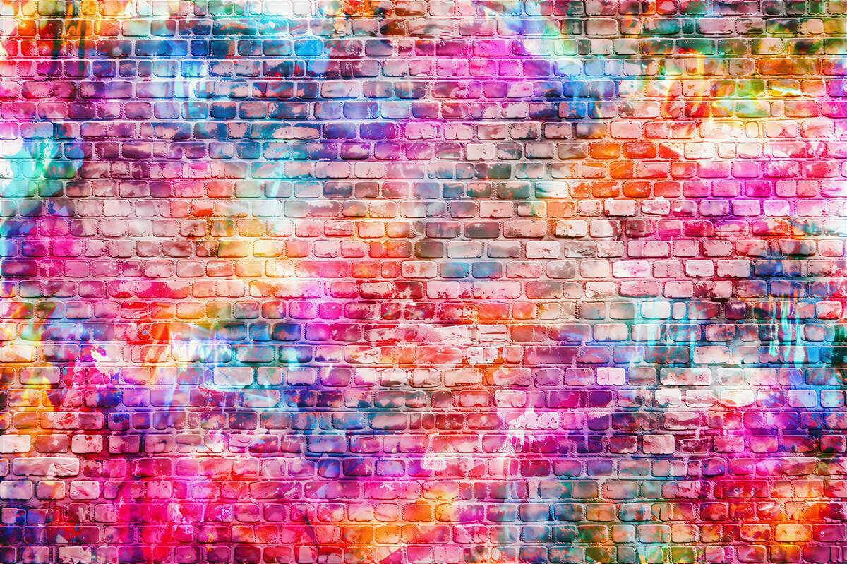 Fototapeta kolorowa ceglana ściana w stylu graffiti nowoczesna