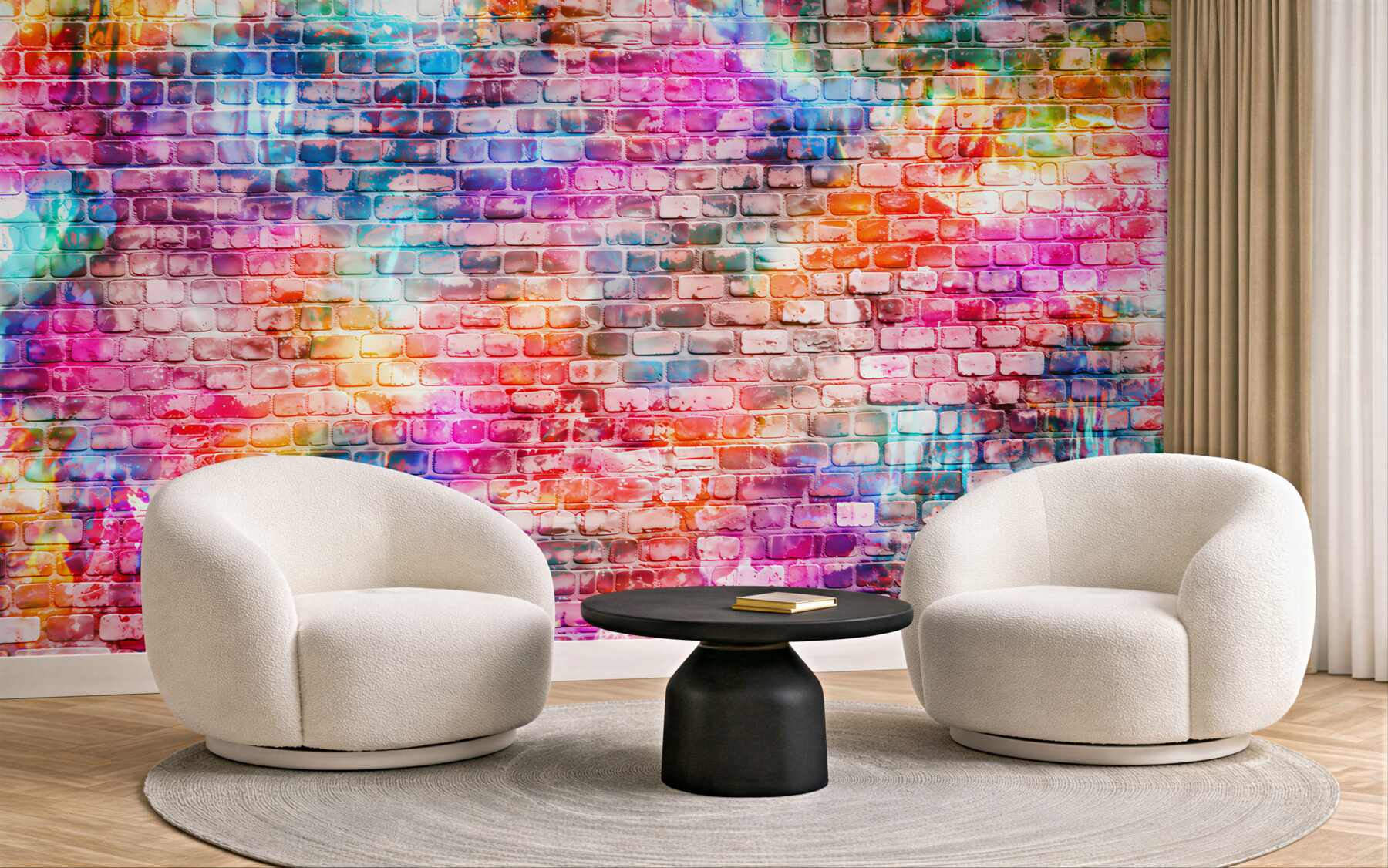 Fototapeta kolorowa ceglana ściana w stylu graffiti nowoczesna