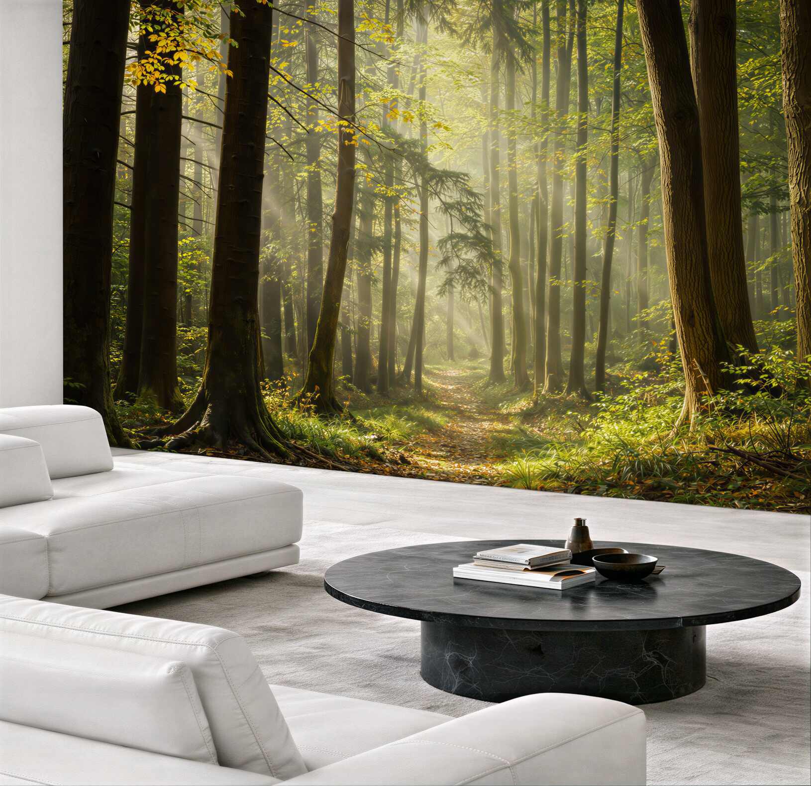 Fototapeta leśna ścieżka w promieniach słońca naturalny zielony las
