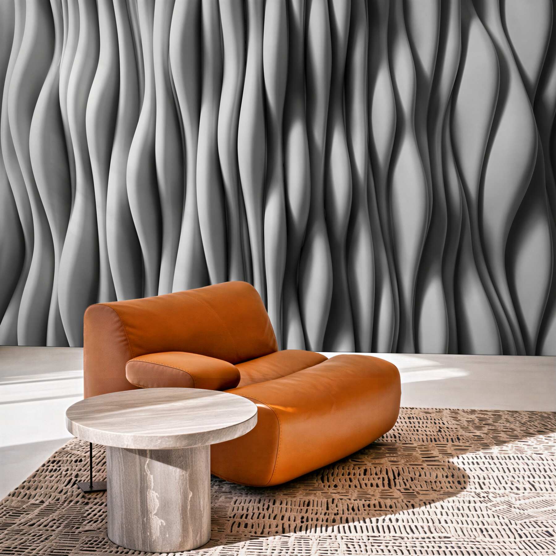 Fototapeta abstrakcyjne fale 3D szare nowoczesne do salonu