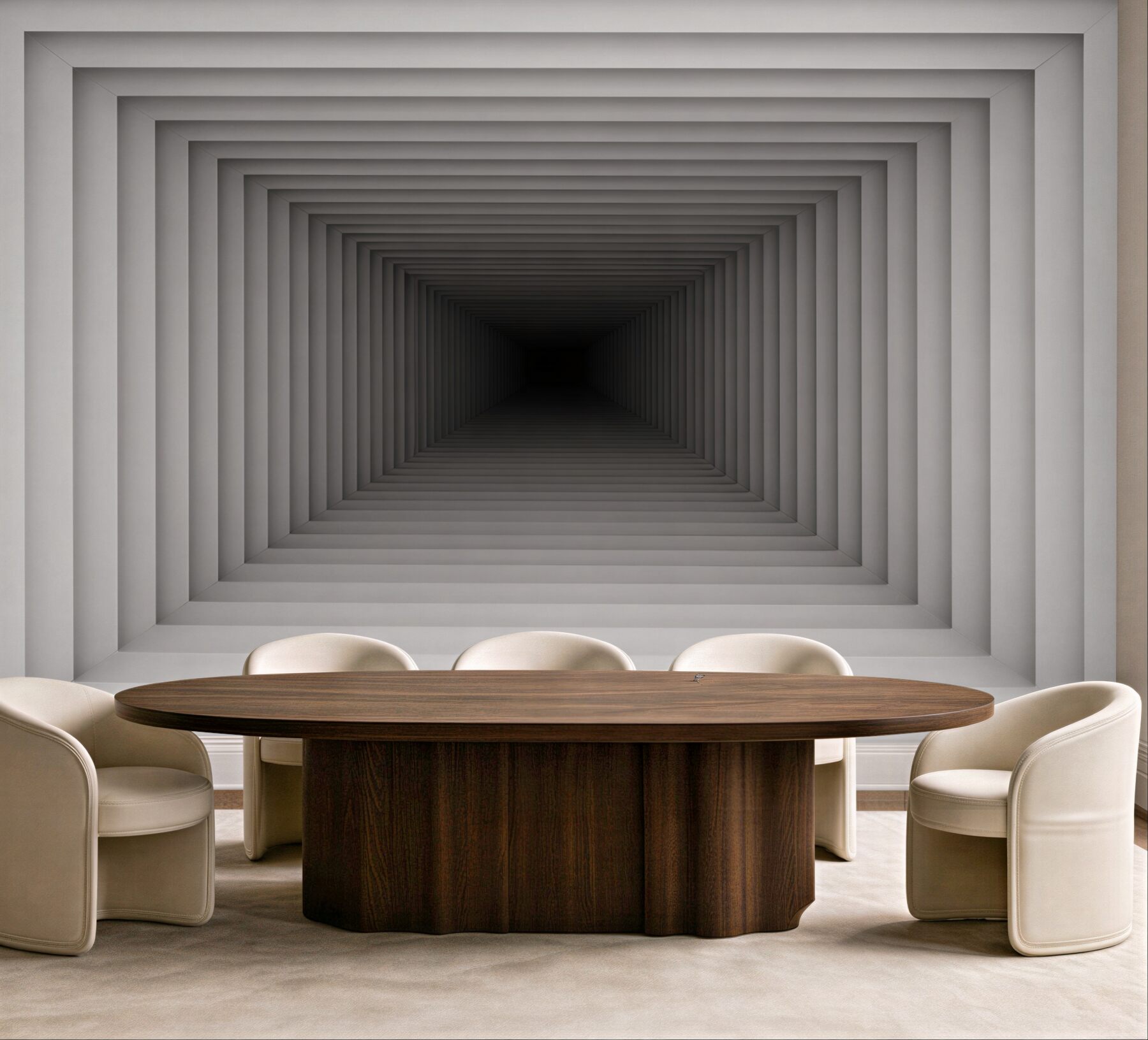 Fototapeta tunel geometryczny 3D szary nowoczesna iluzja głębi