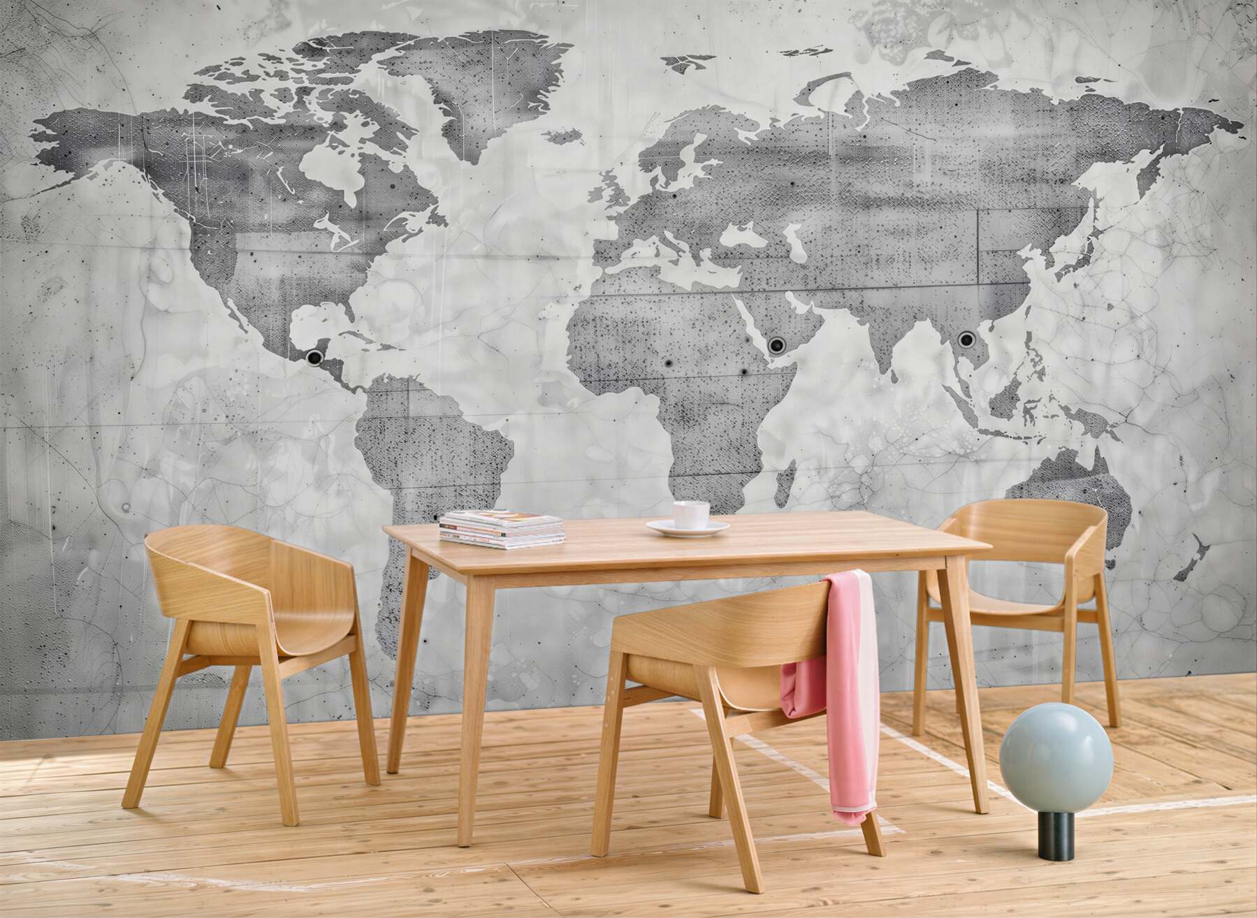 Fototapeta mapa świata szara nowoczesna do biura i salonu