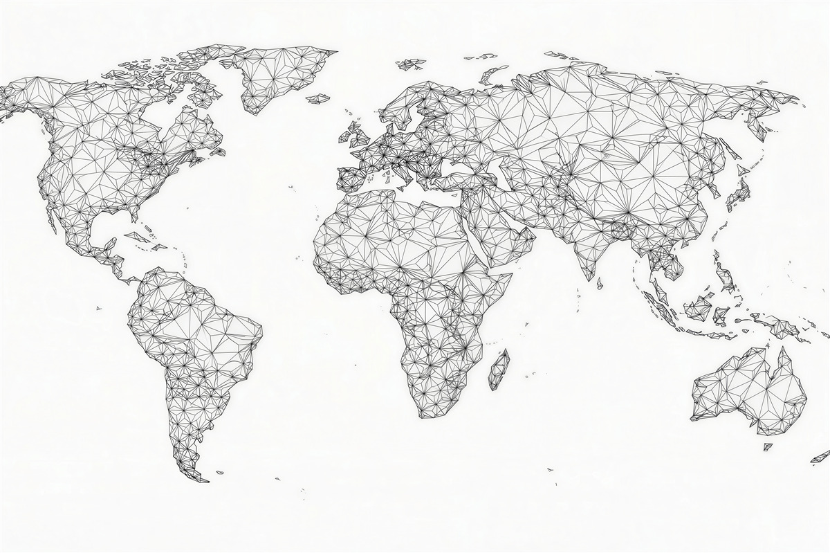 Fototapeta mapa świata geometryczna czarno biała nowoczesna