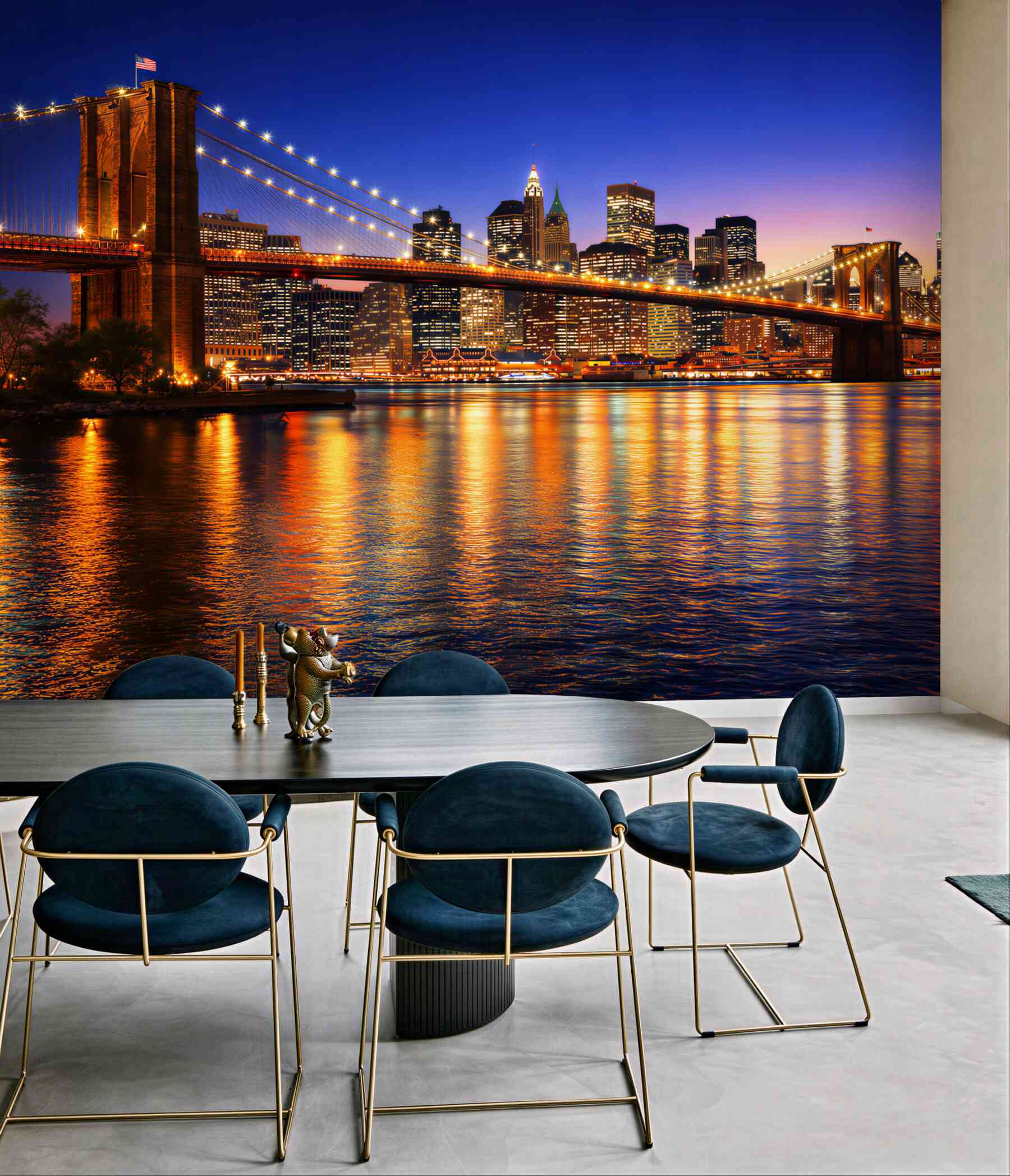 Fototapeta most Brooklyn i panorama Nowego Jorku nocą