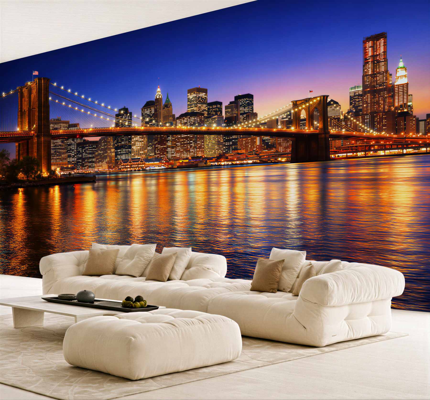 Fototapeta most Brooklyn i panorama Nowego Jorku nocą