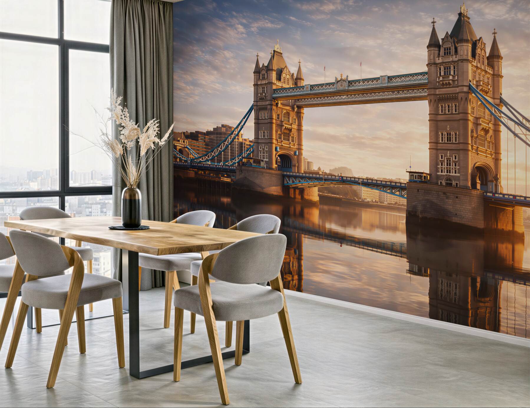 Fototapeta Tower Bridge w Londynie o wschodzie słońca nad Tamizą