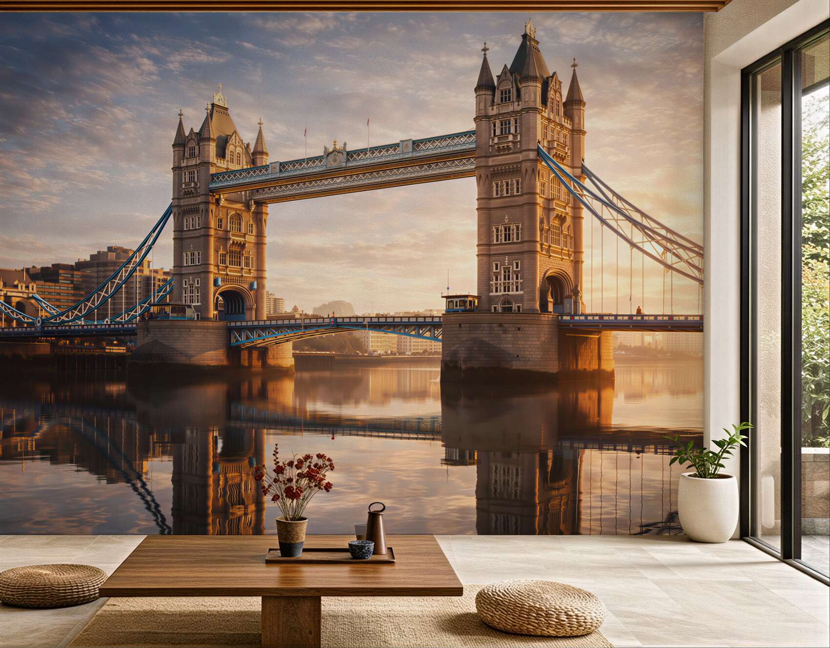 Fototapeta Tower Bridge w Londynie o wschodzie słońca nad Tamizą