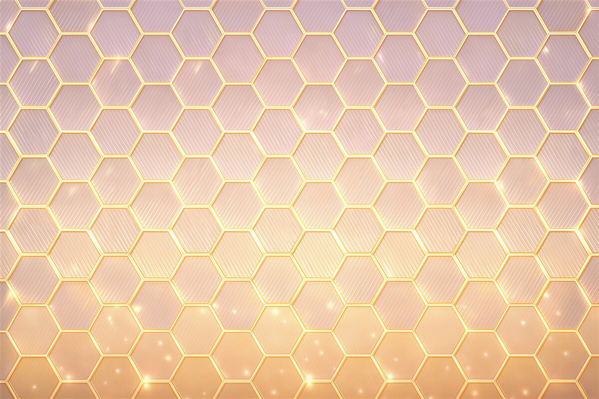 Fototapeta geometryczne heksagony różowo złote nowoczesny wzór 3D