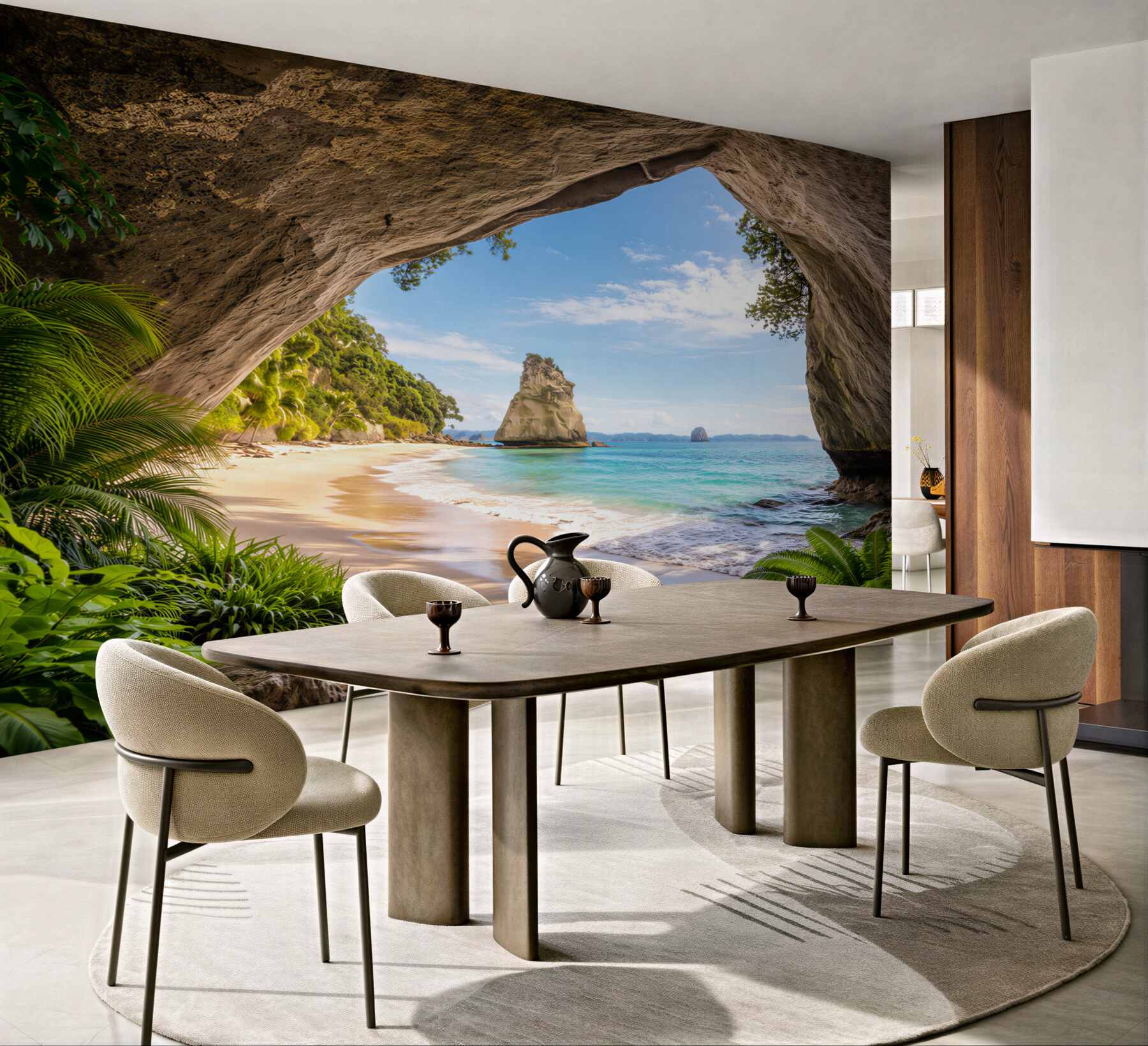 Fototapeta tropikalna plaża w grocie z turkusowym morzem