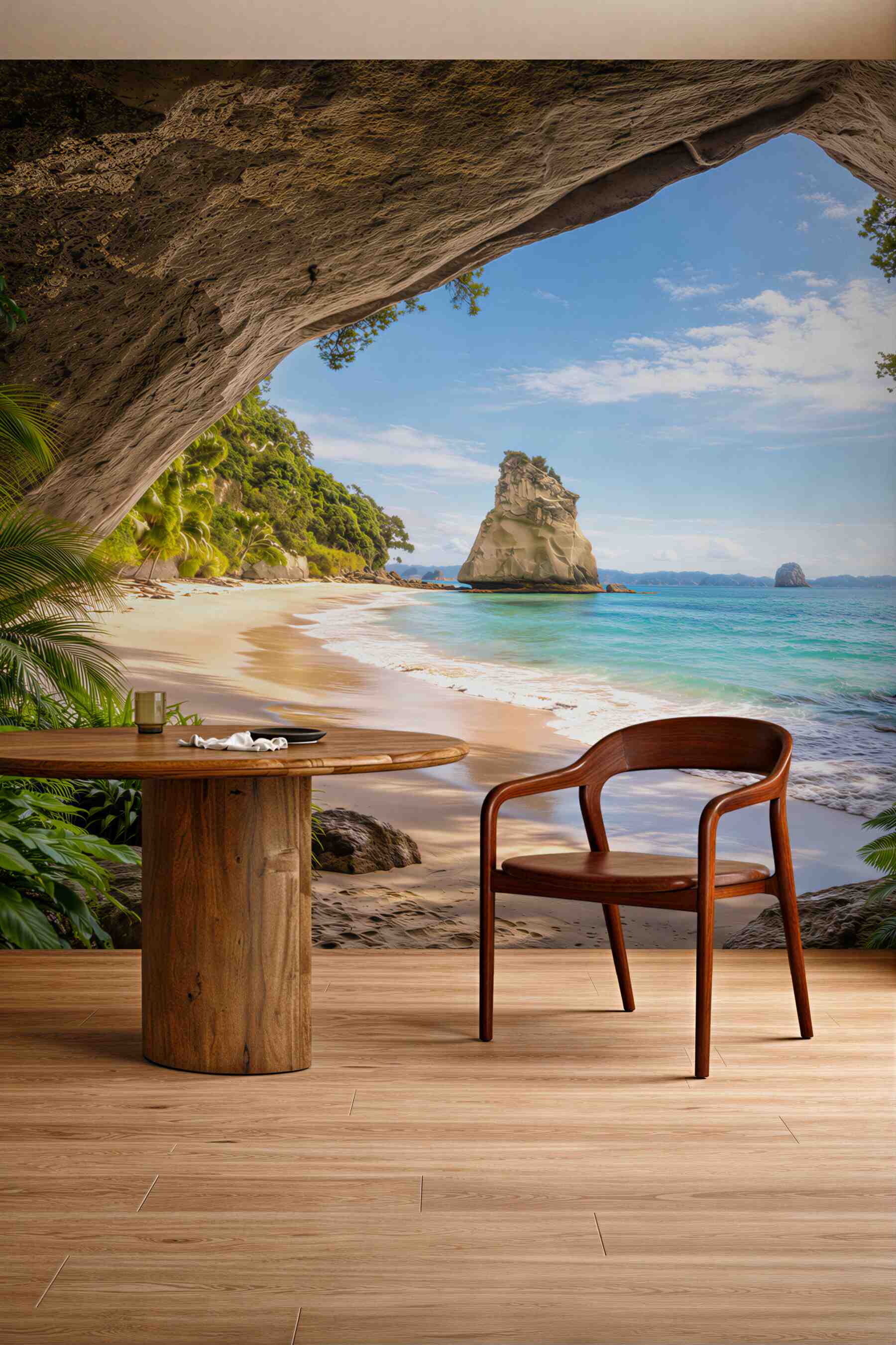 Fototapeta tropikalna plaża w grocie z turkusowym morzem