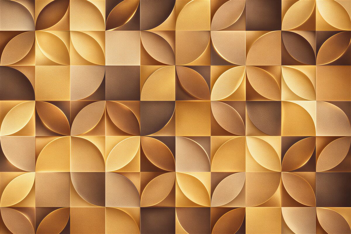 Fototapeta geometryczny wzór 3D złote i brązowe kafle