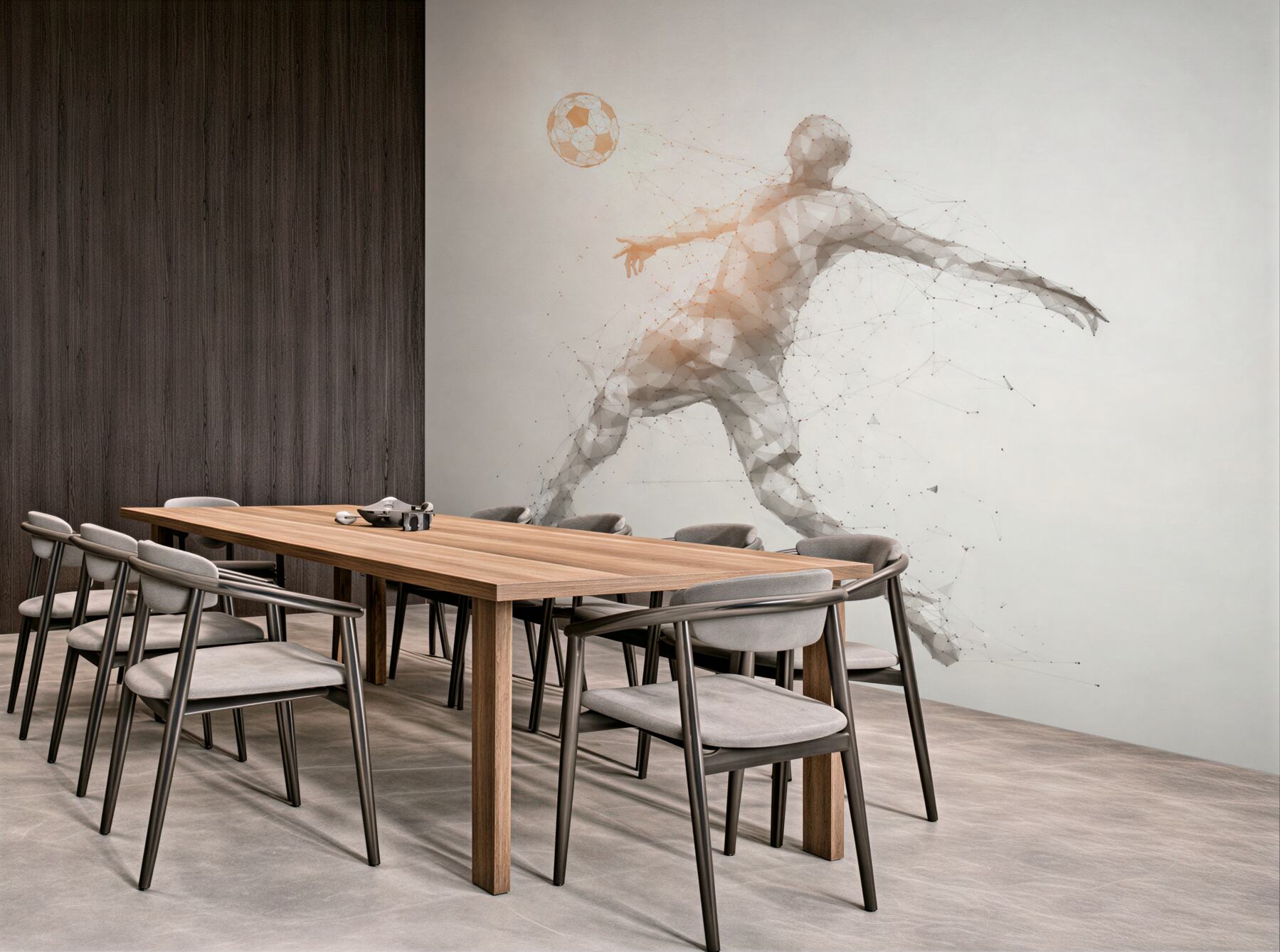 Fototapeta piłkarz z piłką geometryczny nowoczesny sportowy