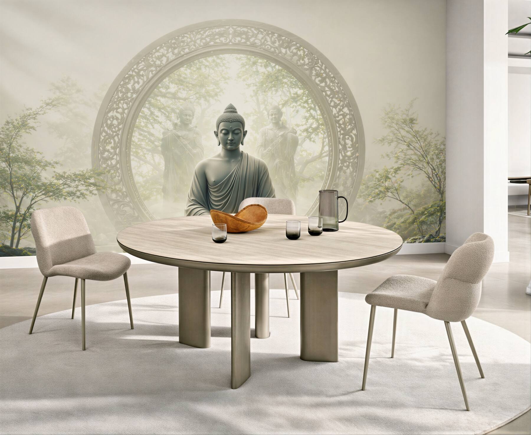 Fototapeta Budda w medytacji w mistycznym ogrodzie zen