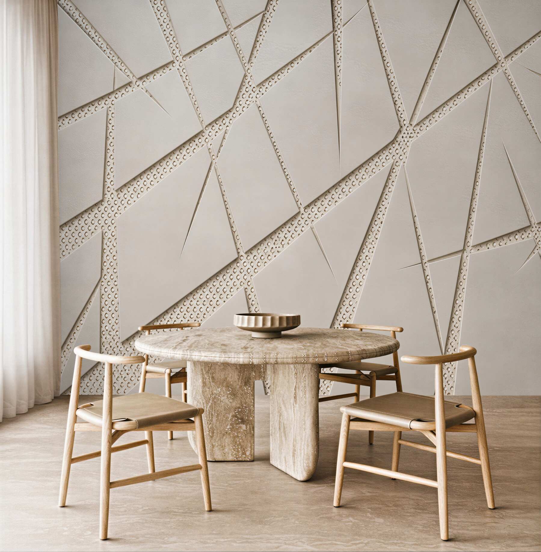 Fototapeta geometryczna beżowa abstrakcja 3D do nowoczesnego wnętrza