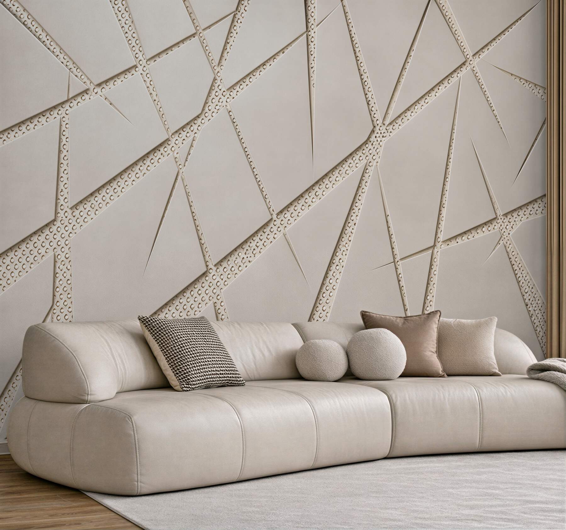 Fototapeta geometryczna beżowa abstrakcja 3D do nowoczesnego wnętrza