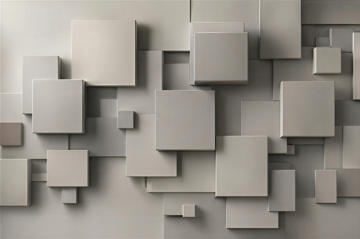 Fototapeta geometryczne kwadraty 3D beżowo szare nowoczesne