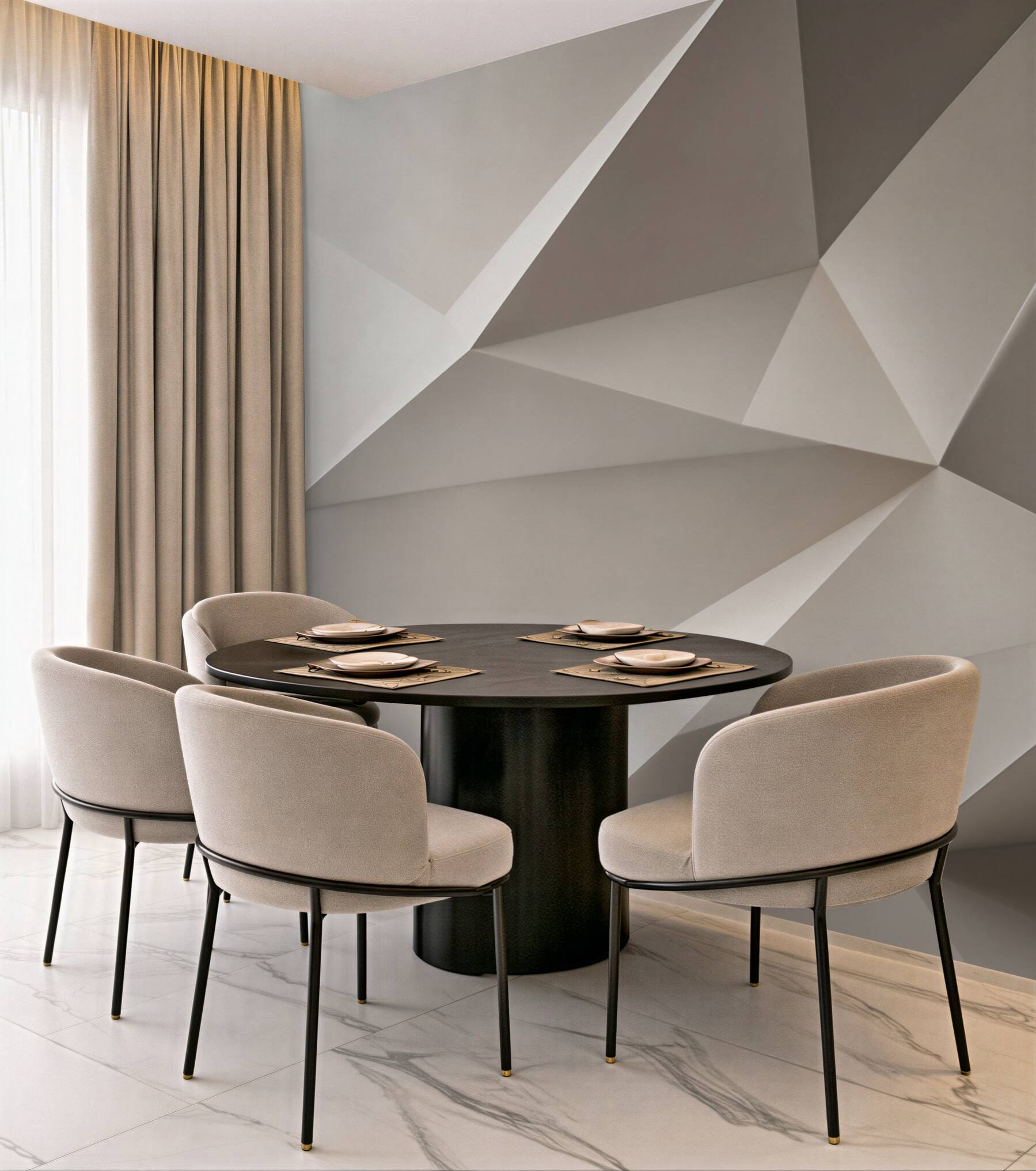 Fototapeta abstrakcja geometryczna 3D beżowa do nowoczesnego wnętrza