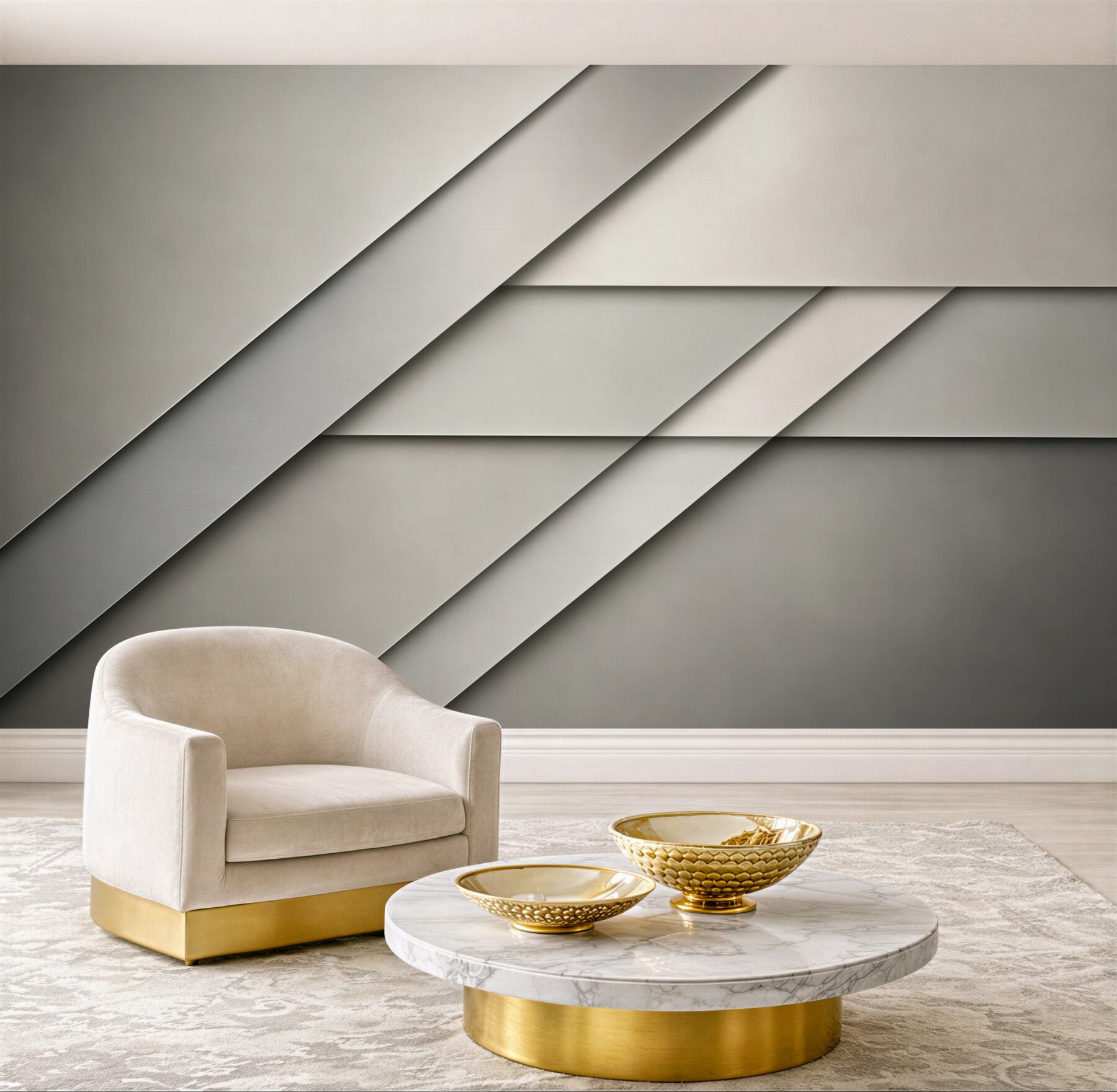 Fototapeta geometryczna abstrakcja 3D beżowo szara nowoczesna