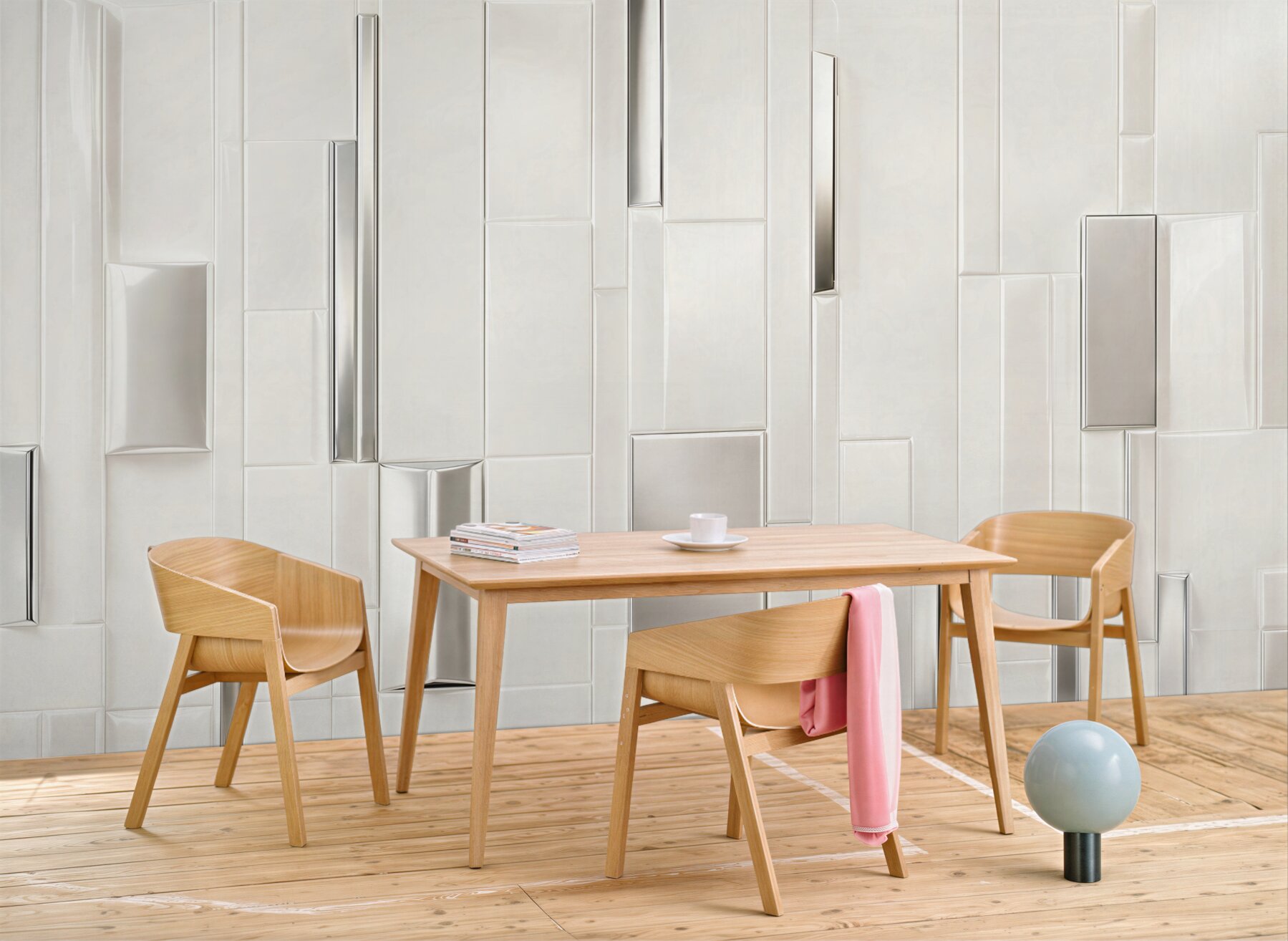 Fototapeta białe geometryczne panele 3D nowoczesna abstrakcja do salonu