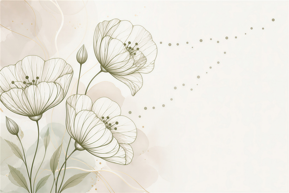 Fototapeta delikatne kwiaty line art beżowe eleganckie