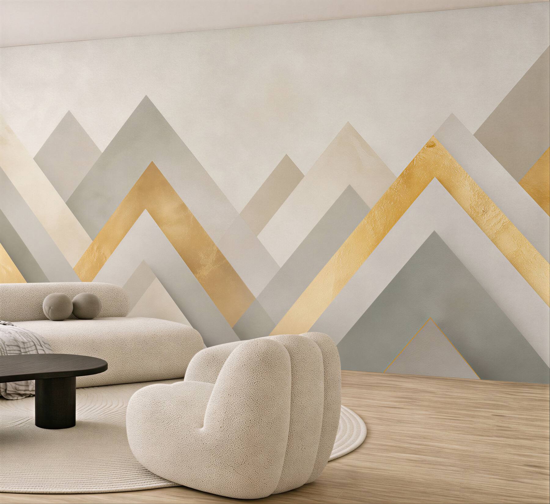 Fototapeta geometryczne złote i szare pasy nowoczesna abstrakcja glamour
