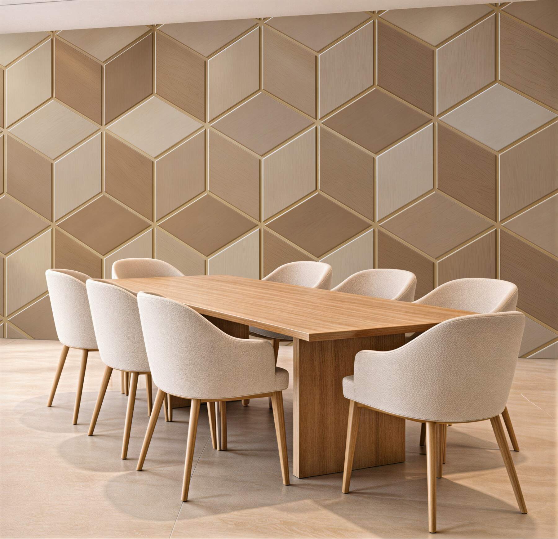 Fototapeta geometryczne kostki 3D beżowe wzór drewniany