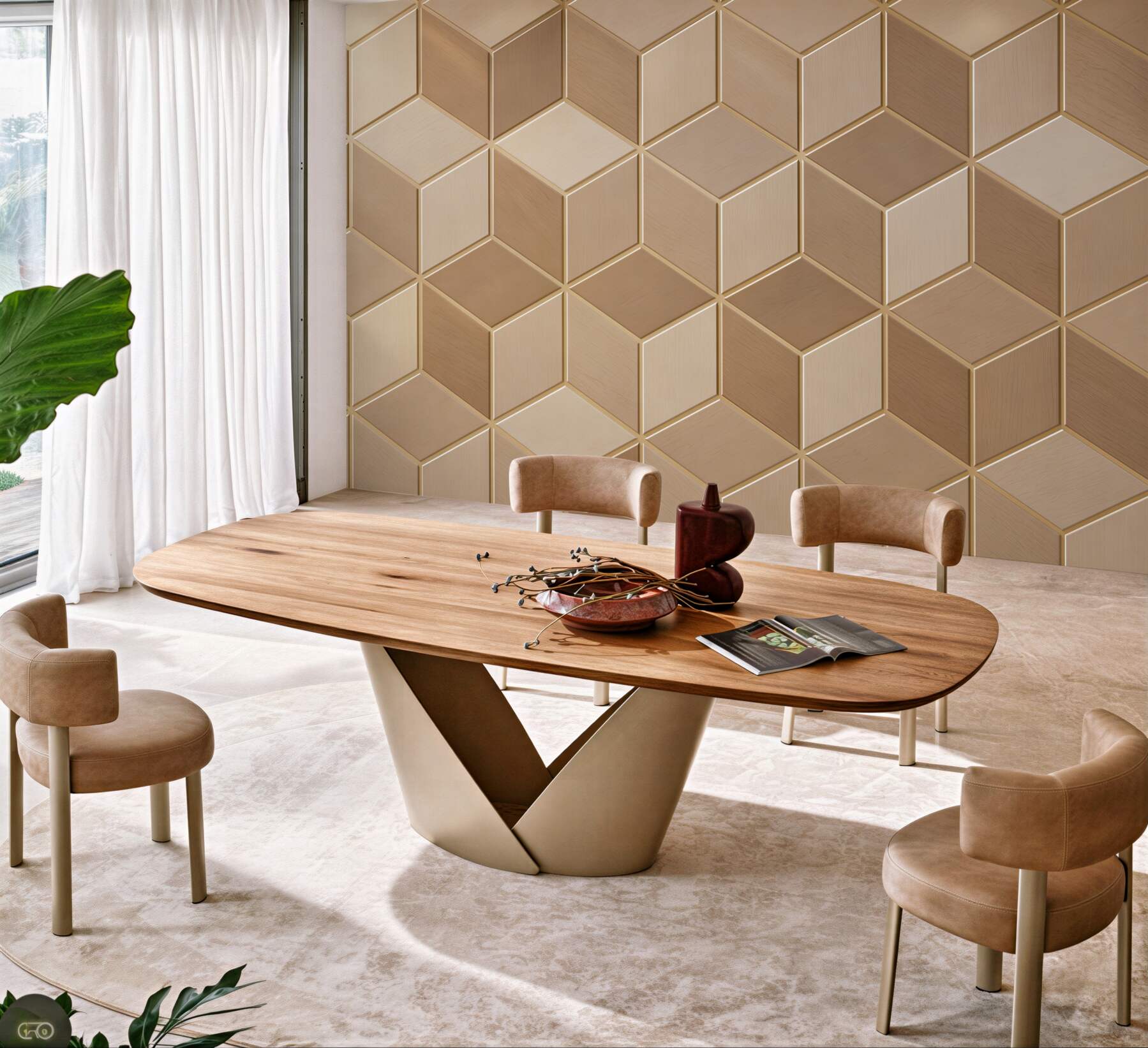Fototapeta geometryczne kostki 3D beżowe wzór drewniany