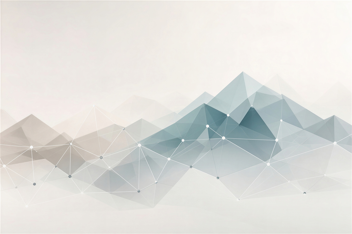 Fototapeta geometryczne góry abstrakcyjne w błękitach nowoczesna
