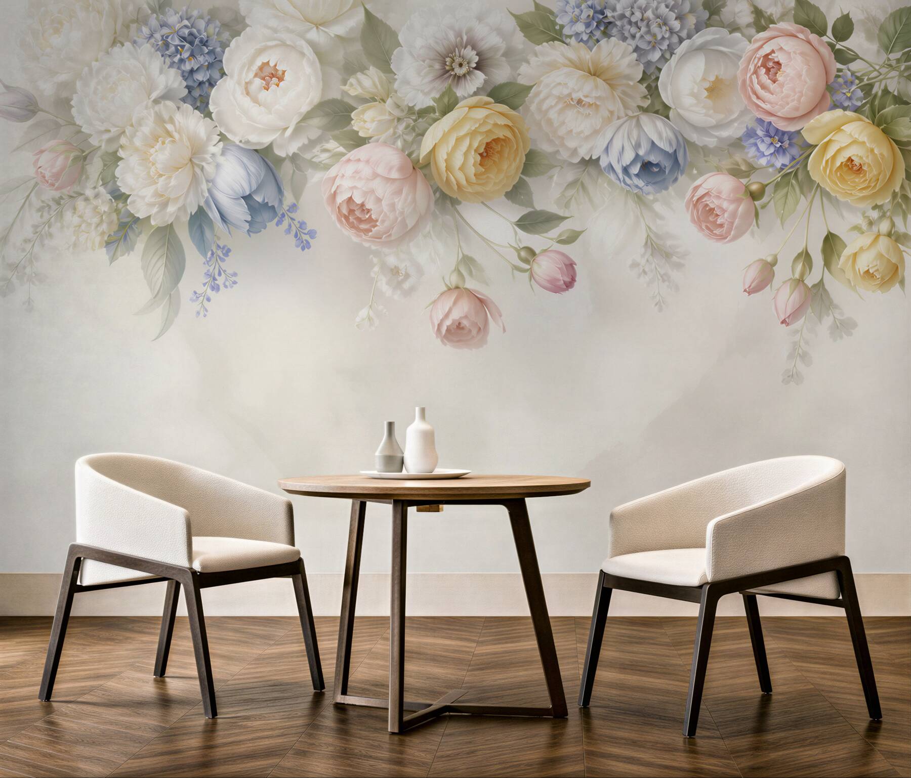 Fototapeta kwiaty piwonie pastelowe elegancka kompozycja kwiatowa