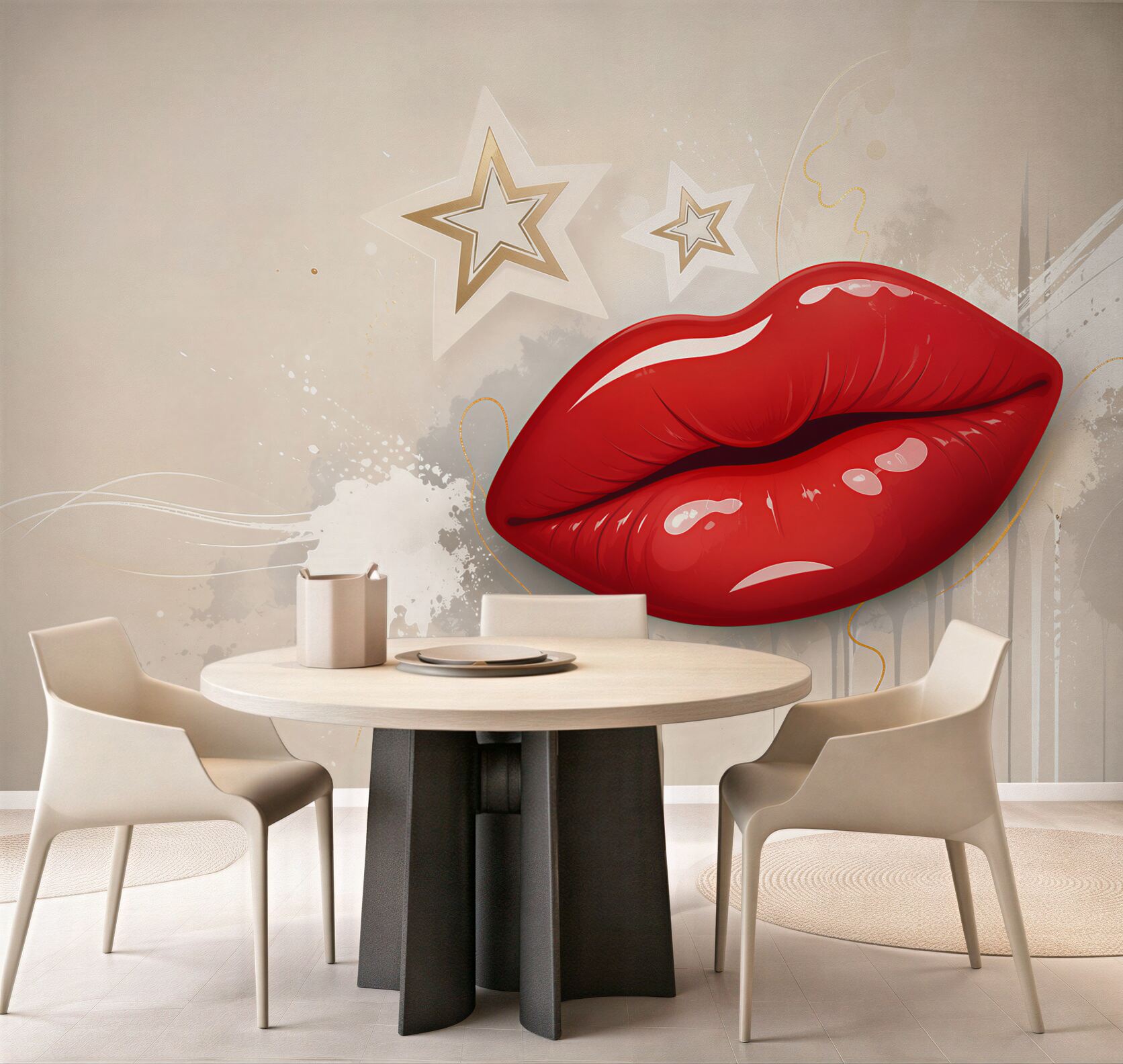 Fototapeta czerwone usta w stylu pop art nowoczesna do salonu