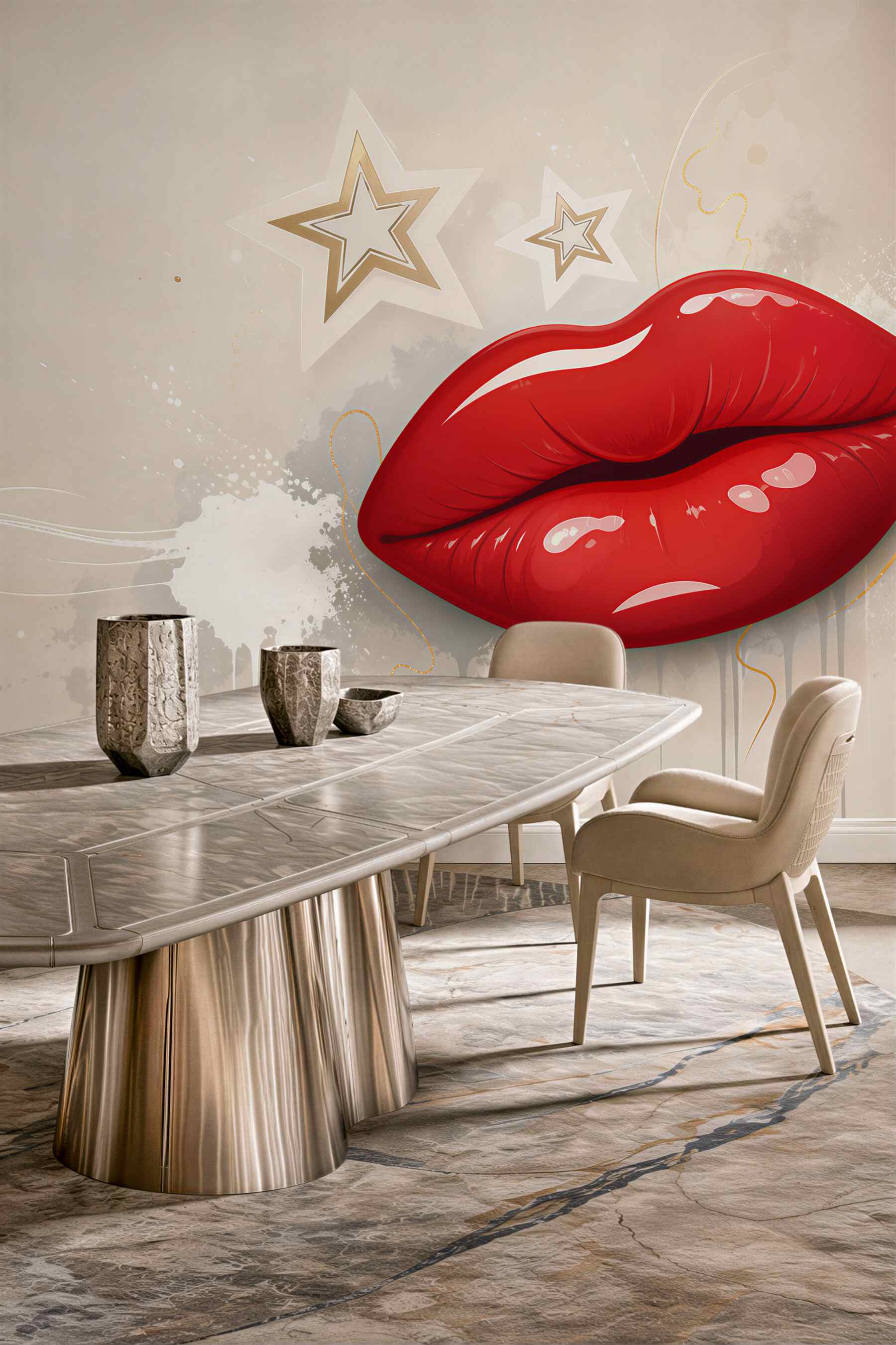 Fototapeta czerwone usta w stylu pop art nowoczesna do salonu