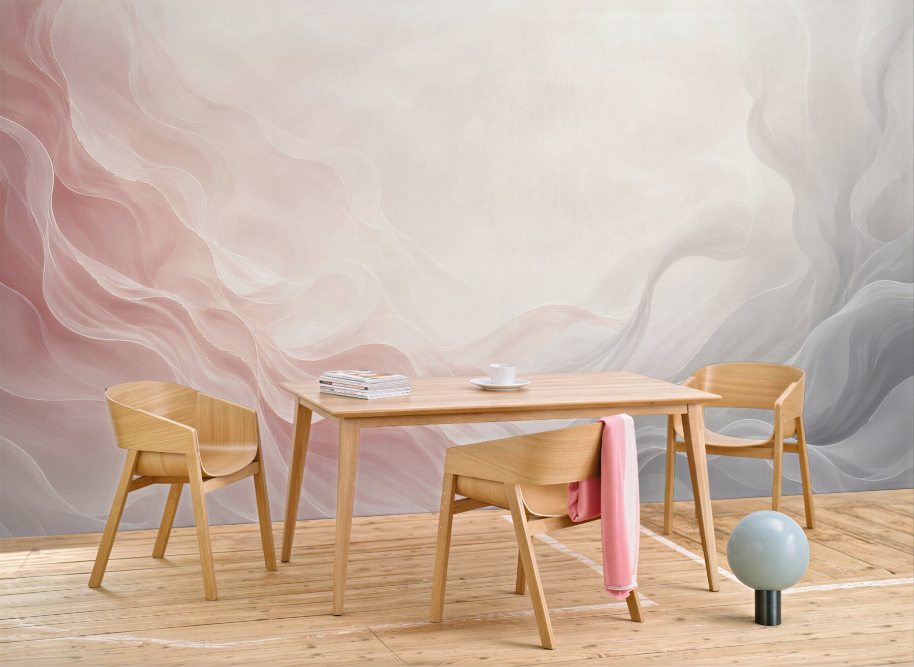 Fototapeta abstrakcyjne pastelowe fale różowo szare eleganckie
